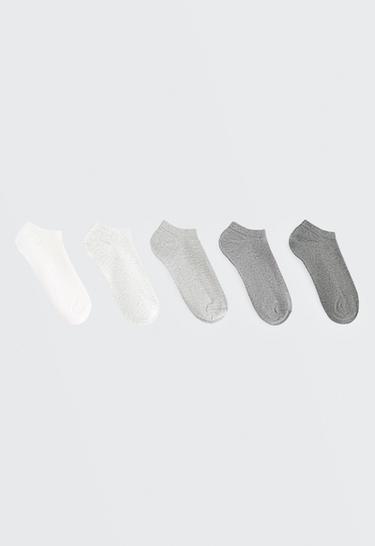 5 pairs of cotton sneaker socks — PALE GREY MELANGE 1