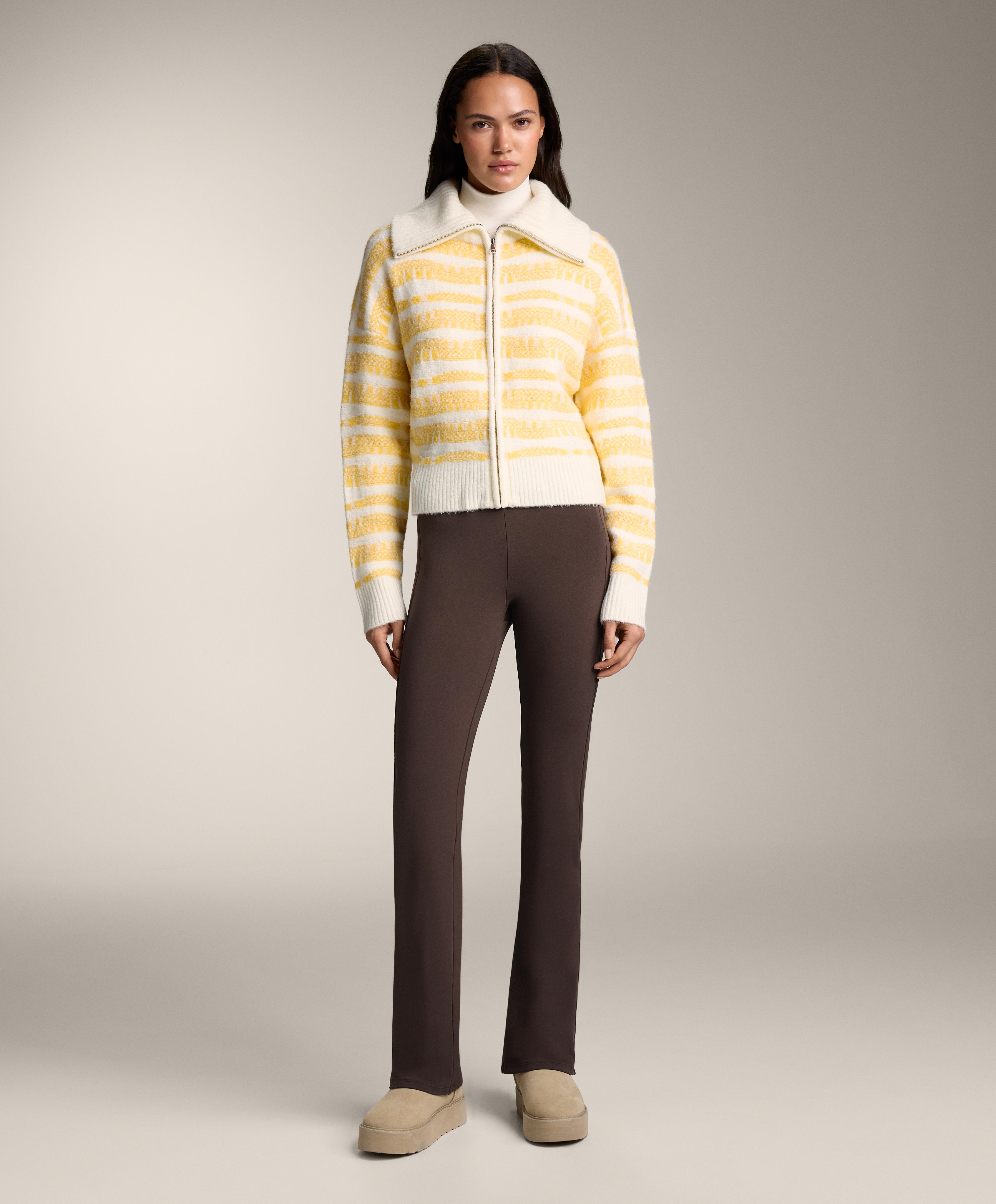 Striped jacquard knit jacket — YELLOW