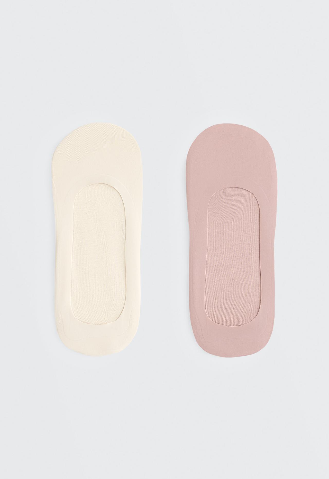2 pairs of medium-cut invisible microfibre socks — PALE PINK