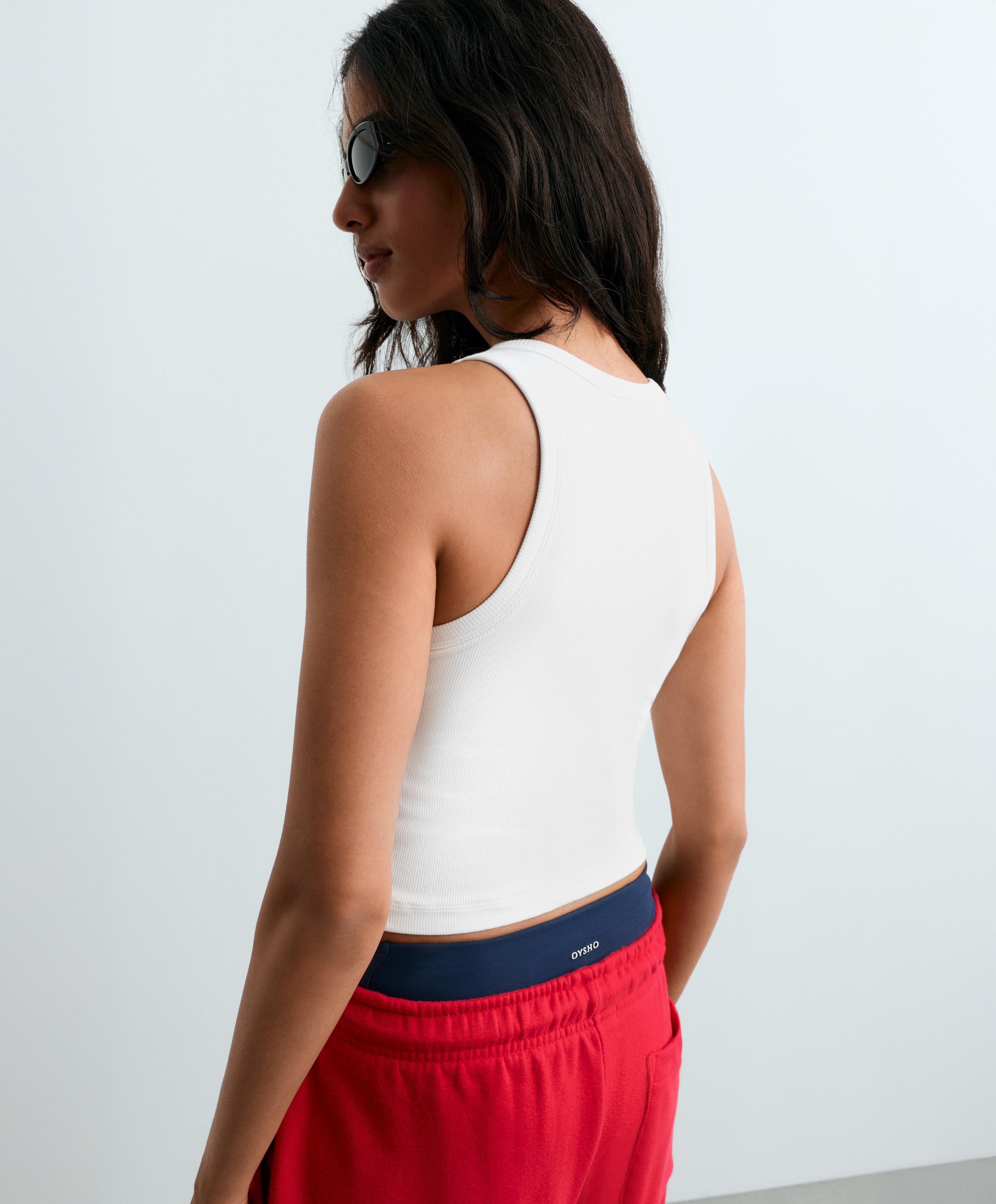 Rib modal blend long tank top — WHITE 