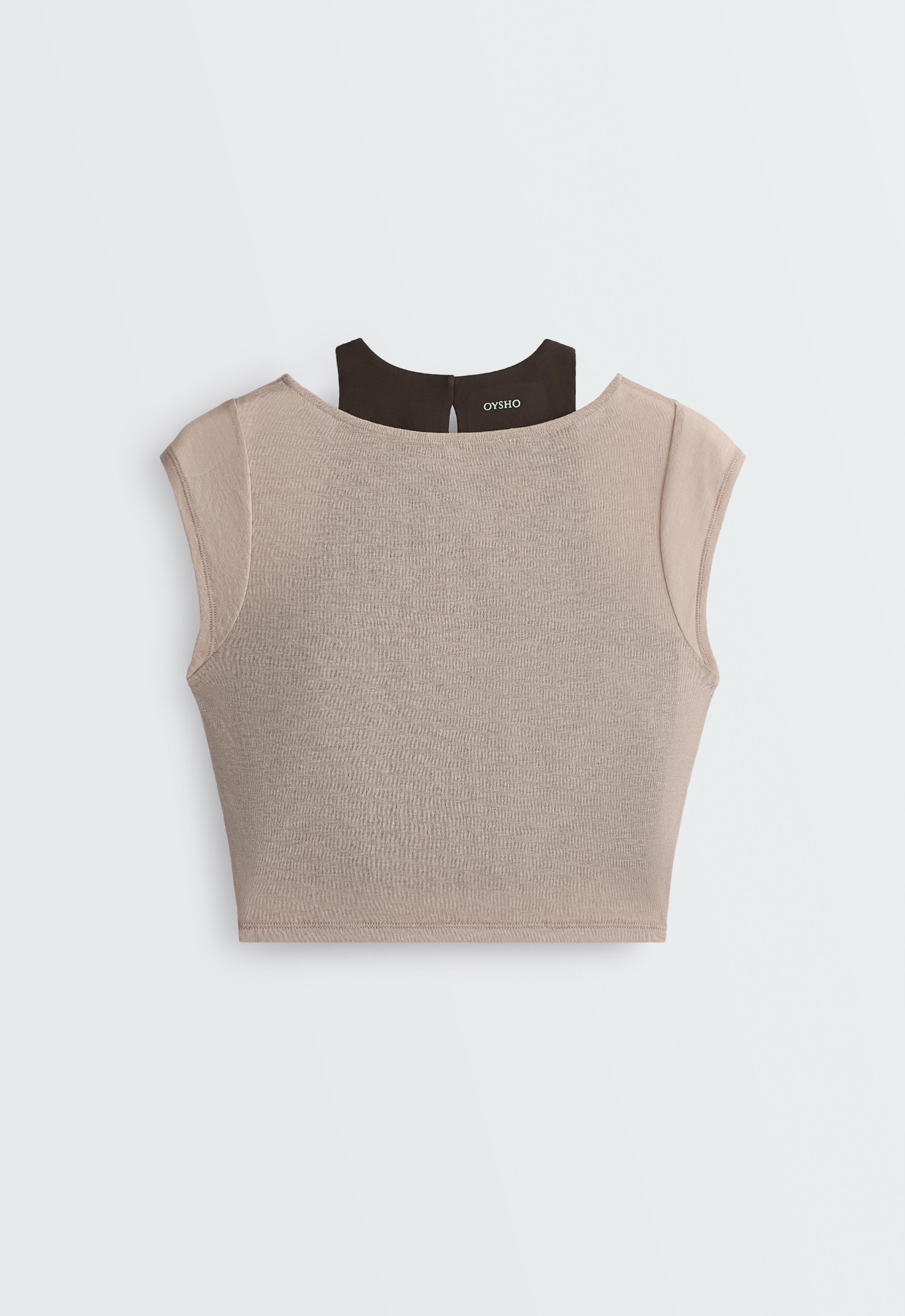 Comfortlux contrast overlay tank top — LIGHT STONE
