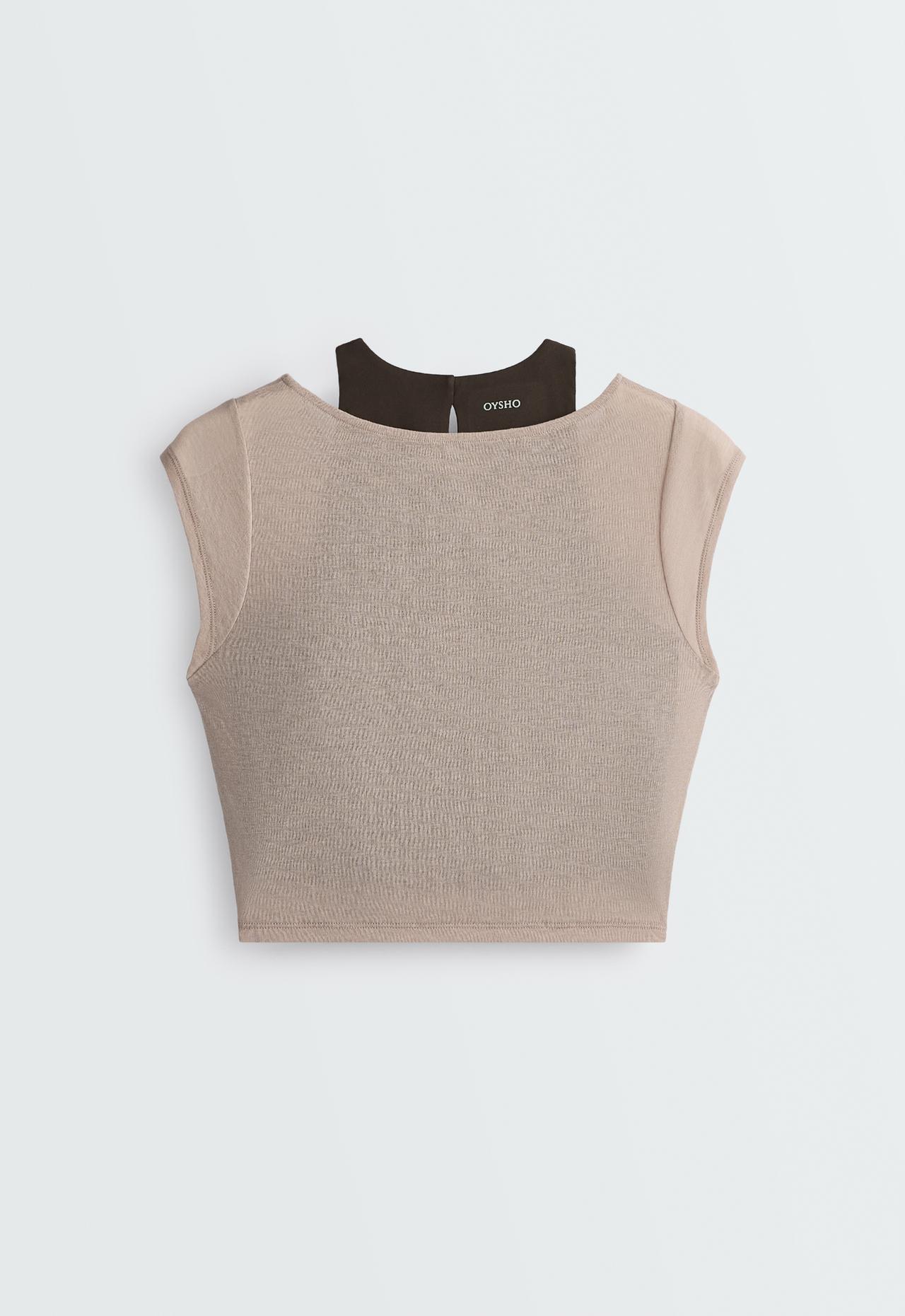 Comfortlux contrast overlay tank top — LIGHT STONE