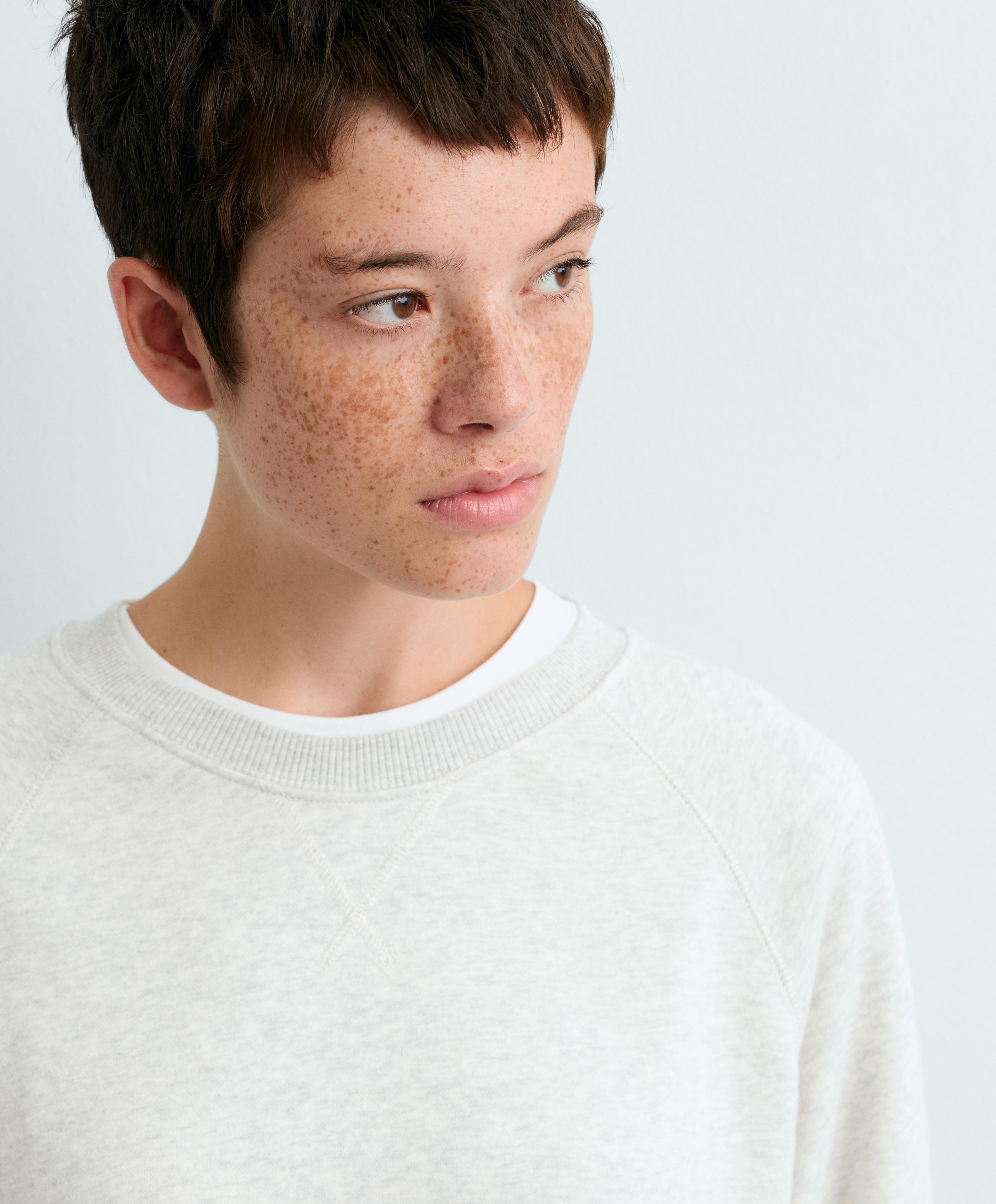 Cotton-blend marl fleece sweatshirt — PALE GREY MELANGE