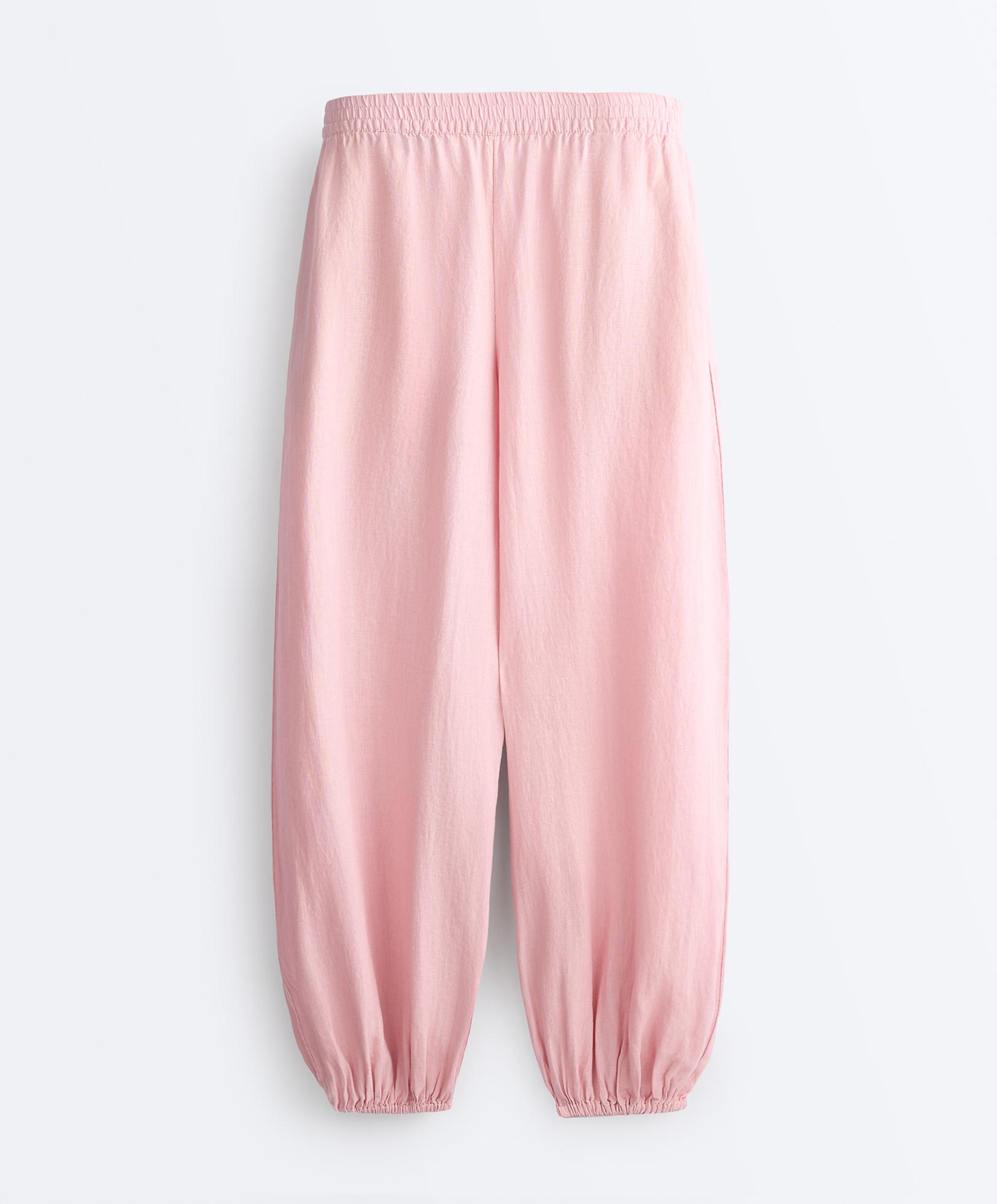 100% linen bloomer trousers — PALE PINK