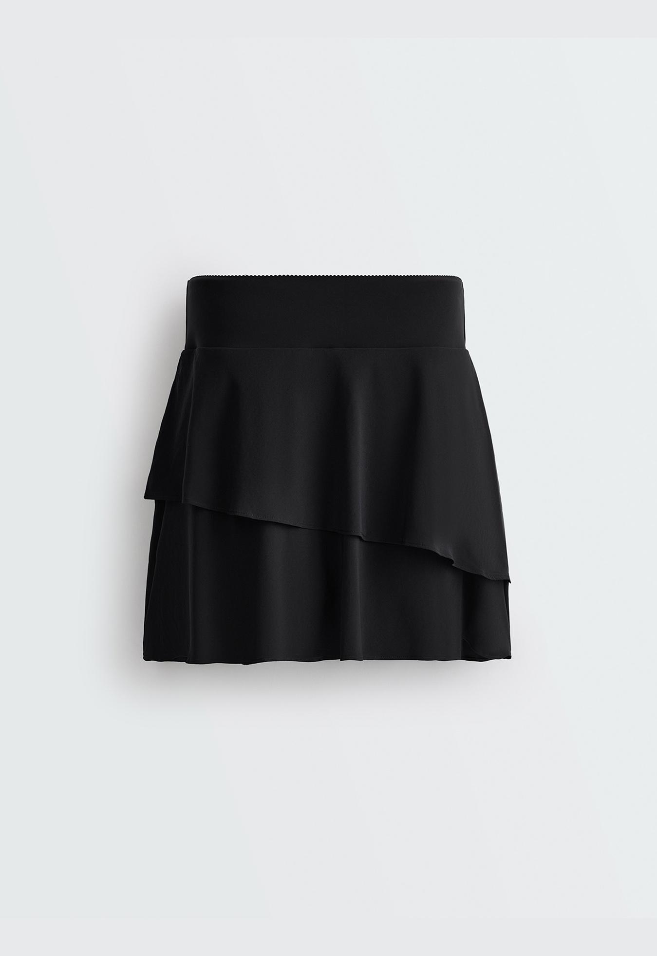 High-rise Compressive frill short skirt — BLACK