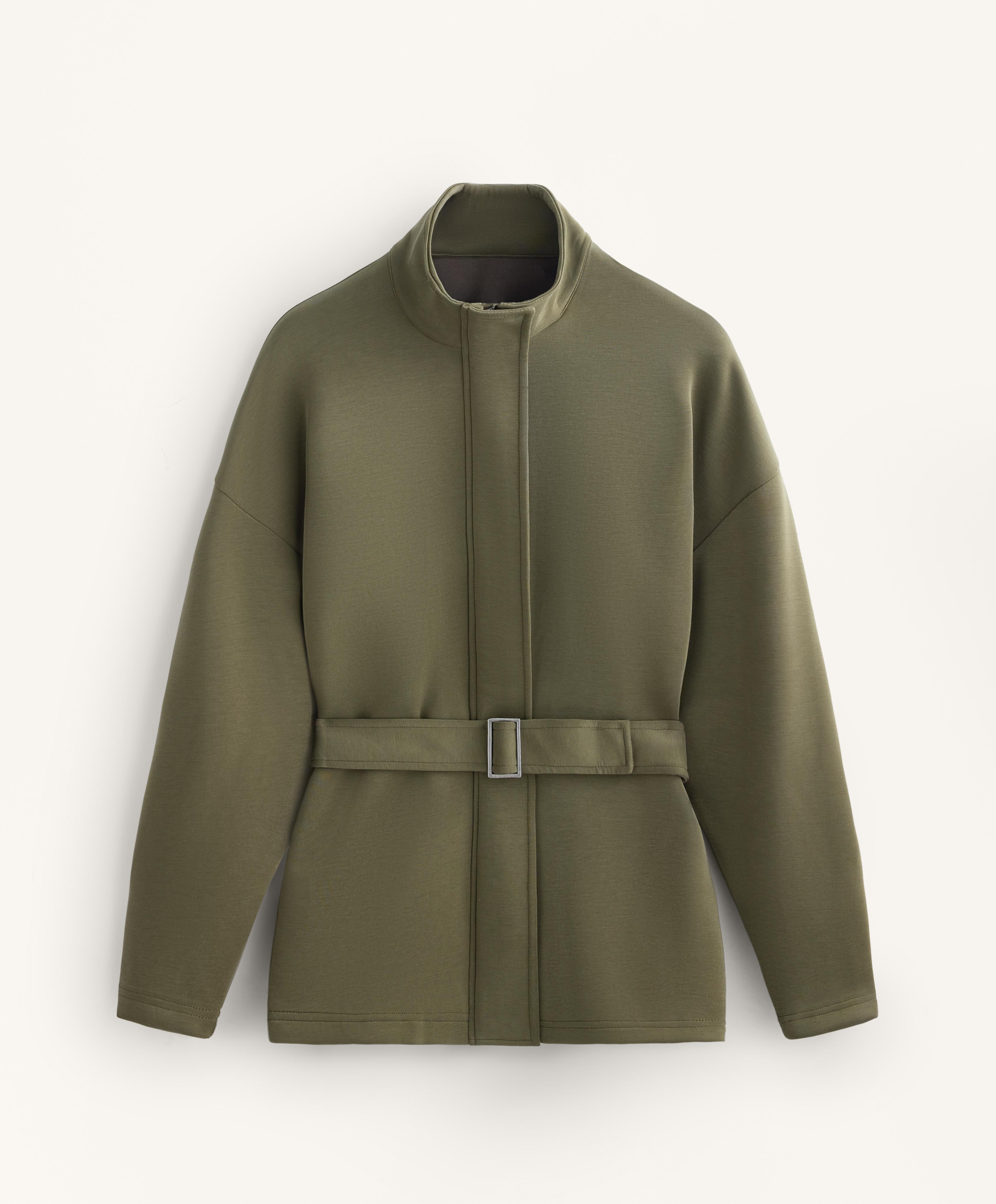 Modal brushed kemerli uzun ceket - Görsel 10