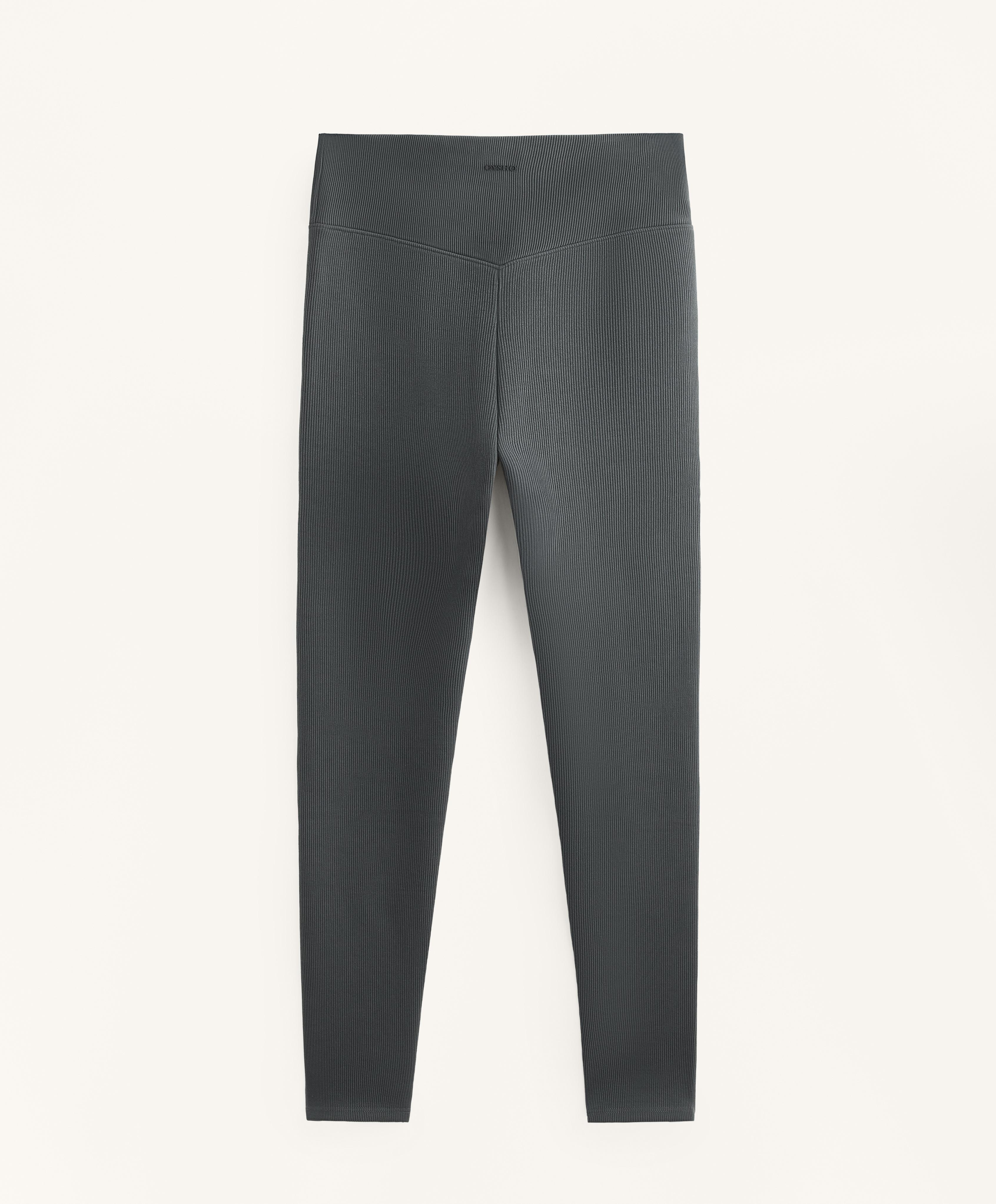 Super-high-rise seamless extra-warm rib ankle-length leggings 70 cm — ANTHRACITE GREY