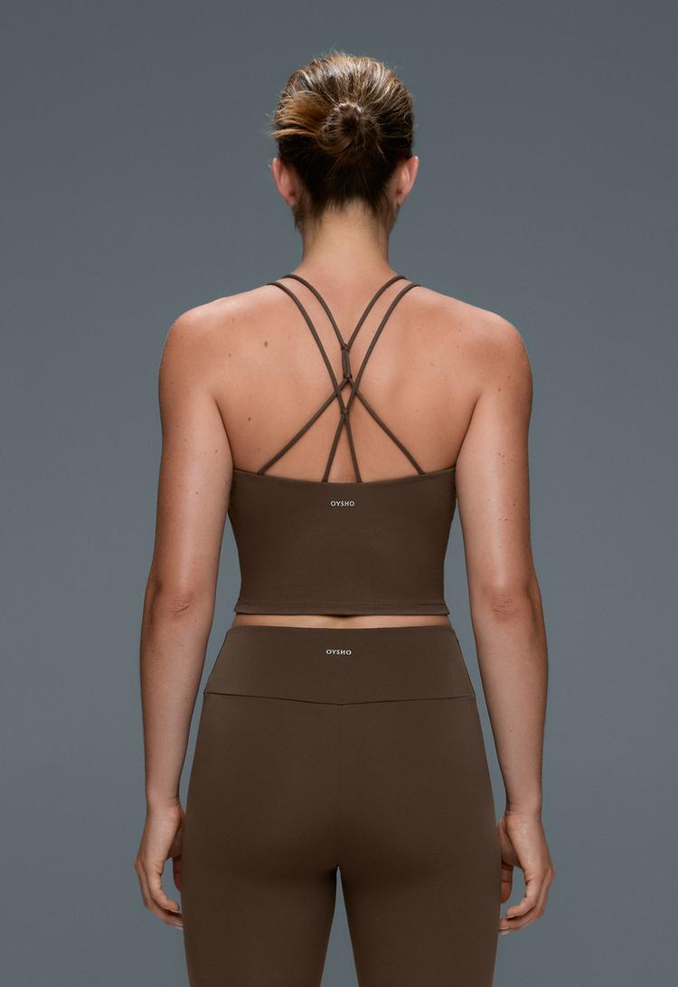 Comfortlux crossed strap tank top — DARK BROWN