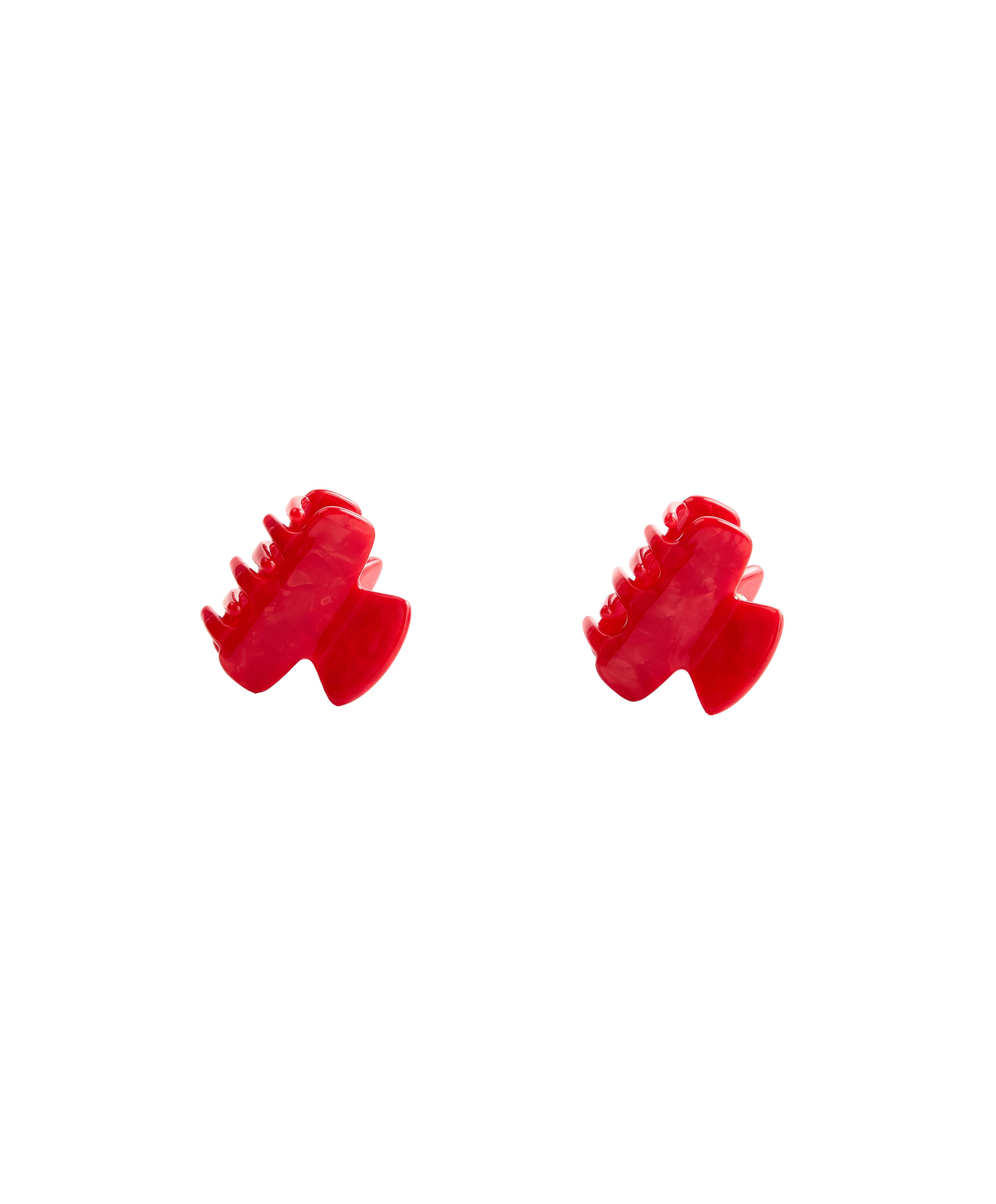 2 mini hair clips — RED