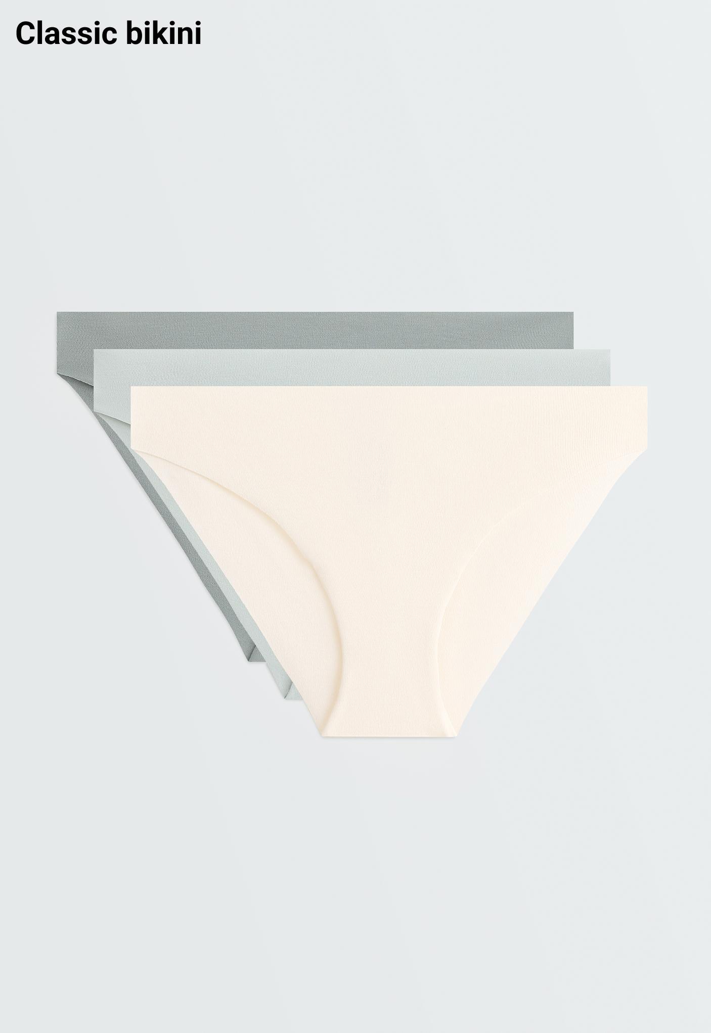3 invisible cotton blend classic bikini briefs — BLUE GREEN