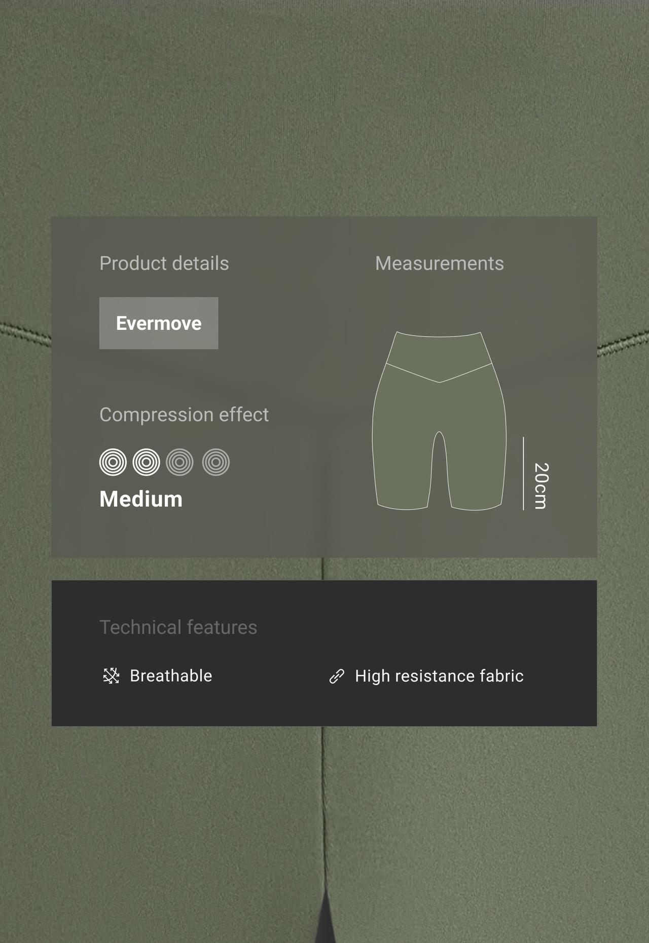 Biker high rise Evermove 20cm leggings — KHAKI