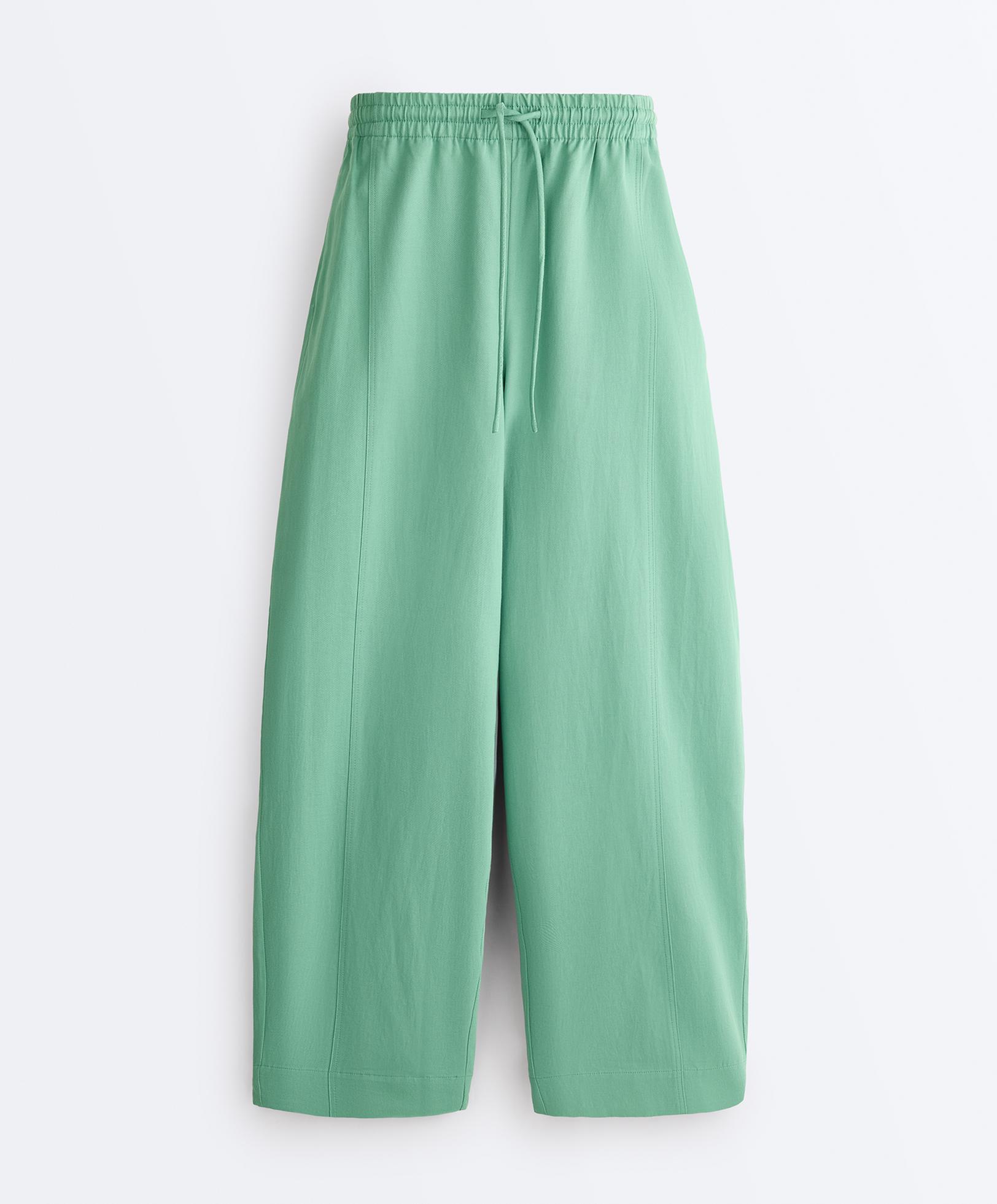Cotton blend balloon trousers — AQUA GREEN