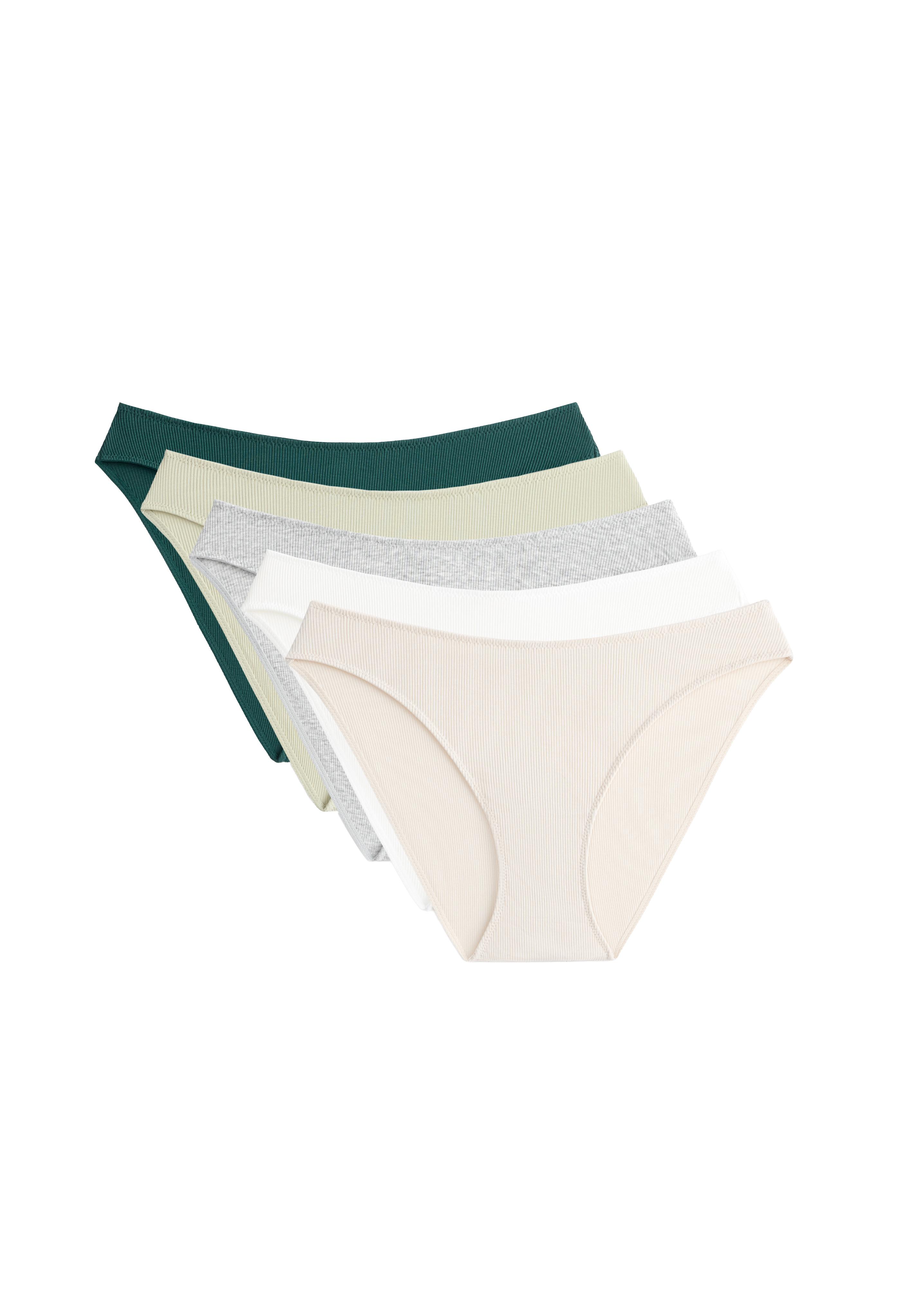 5 cotton rib U-cut classic briefs — MID KHAKI