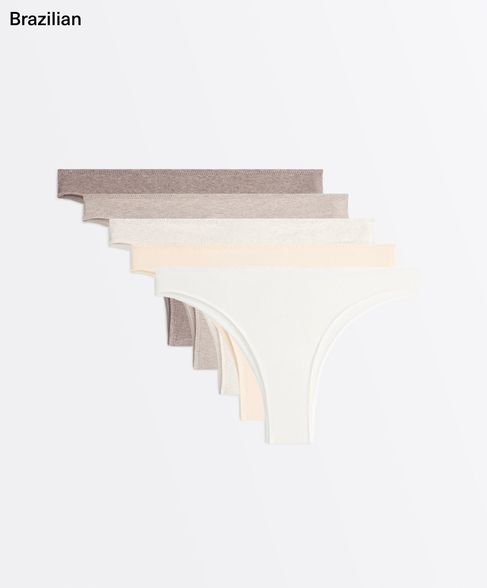 5 rib cotton blend Brazilian briefs — TAN MELANGE
