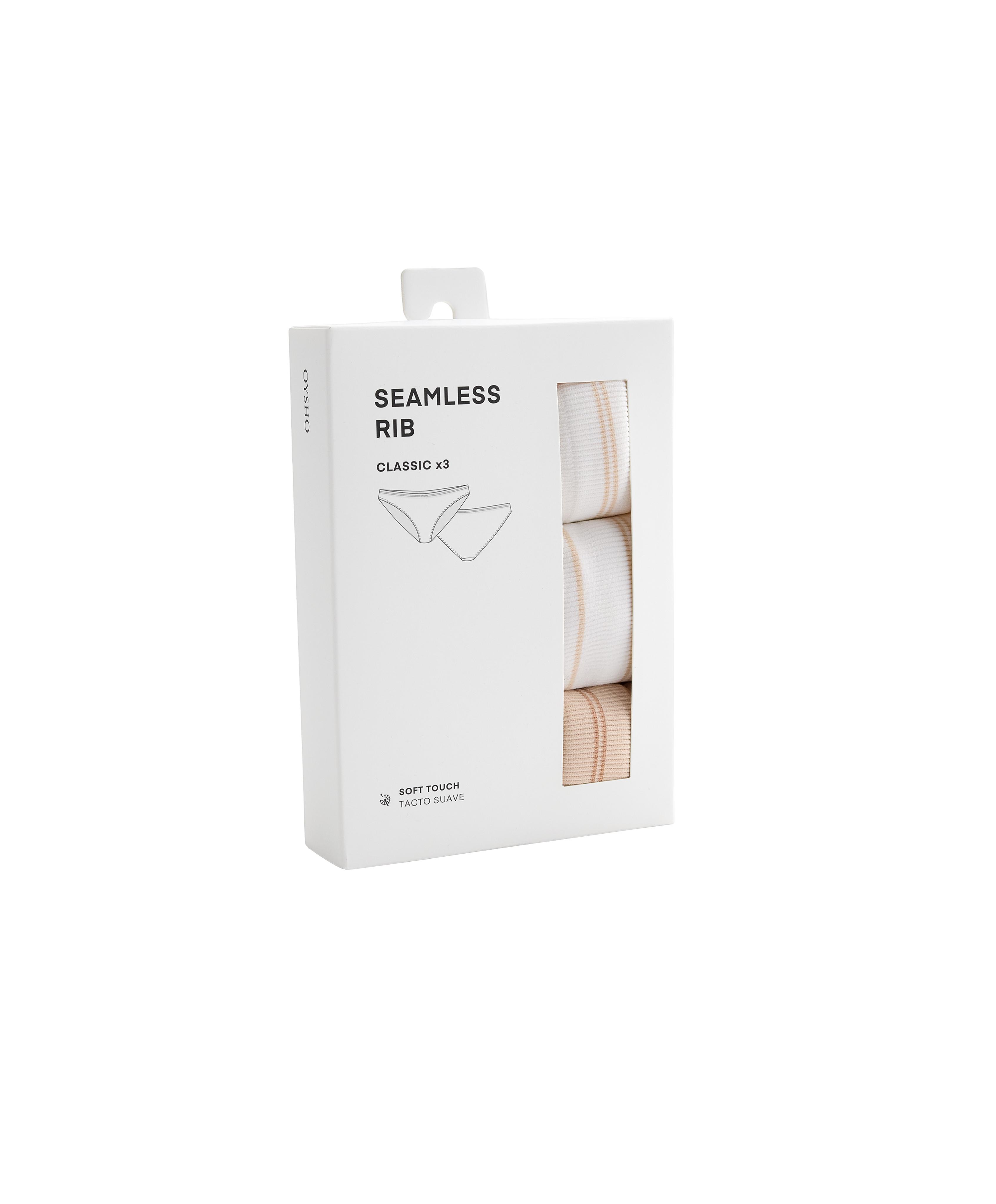 3 seamless rib polyamide blend classic briefs — WHITE