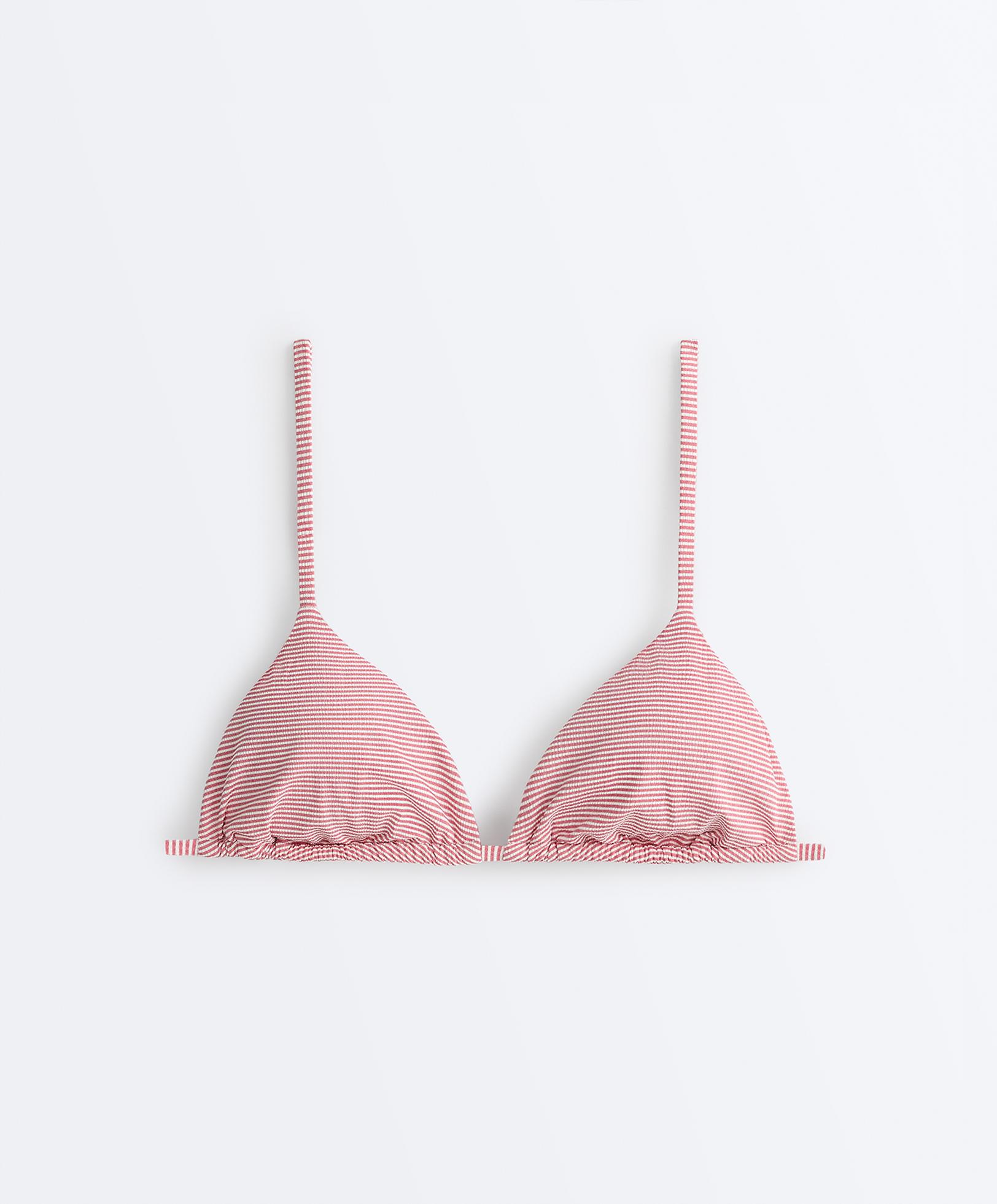 Stripe triangle bikini top — RED