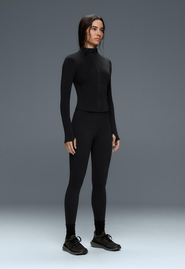 Light warm technical jacket with seams — BLACK