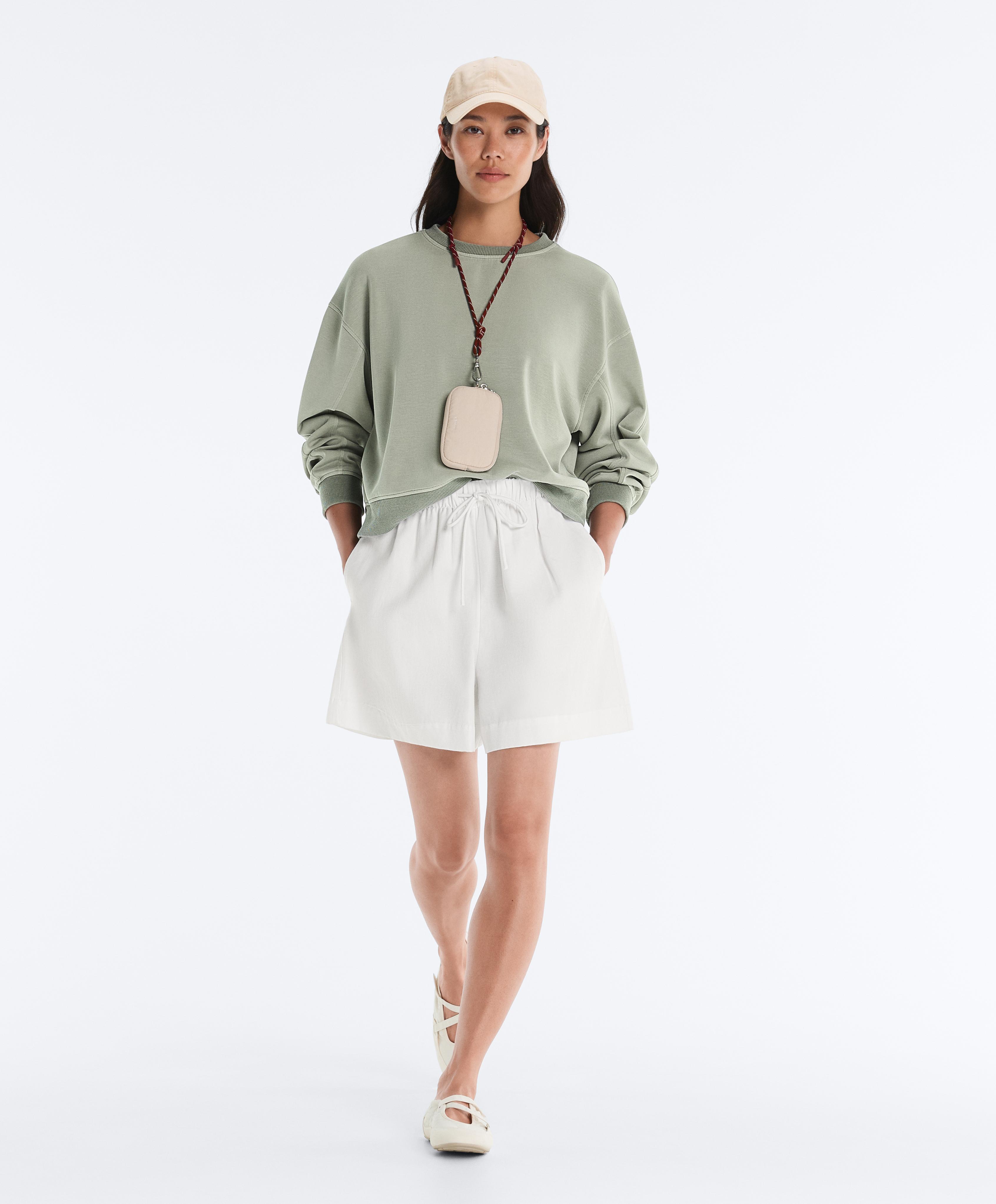 Soft-touch round neck sweatshirt with modal — WASHED GREEN