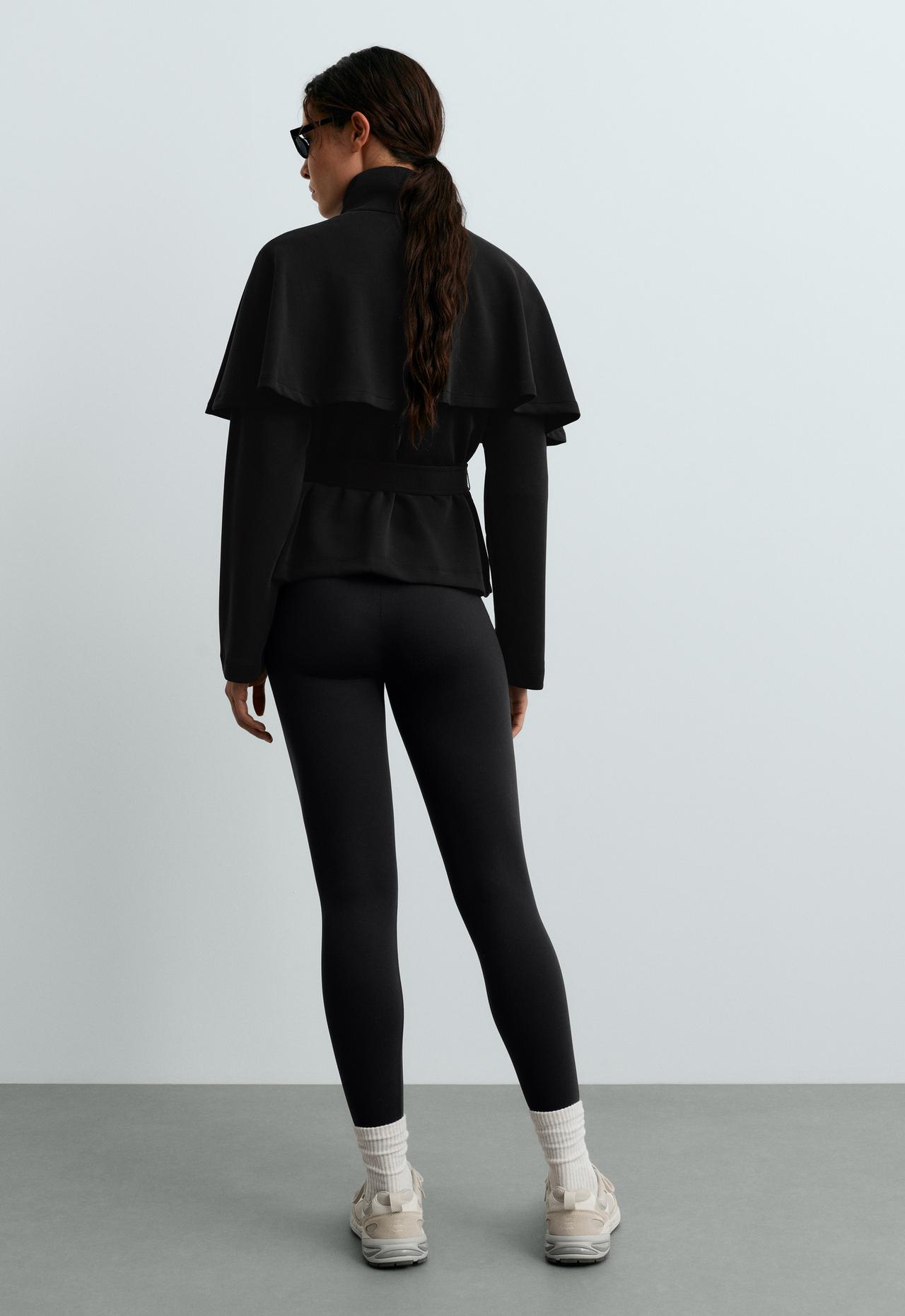 Jacket with cape detail and modal — BLACK