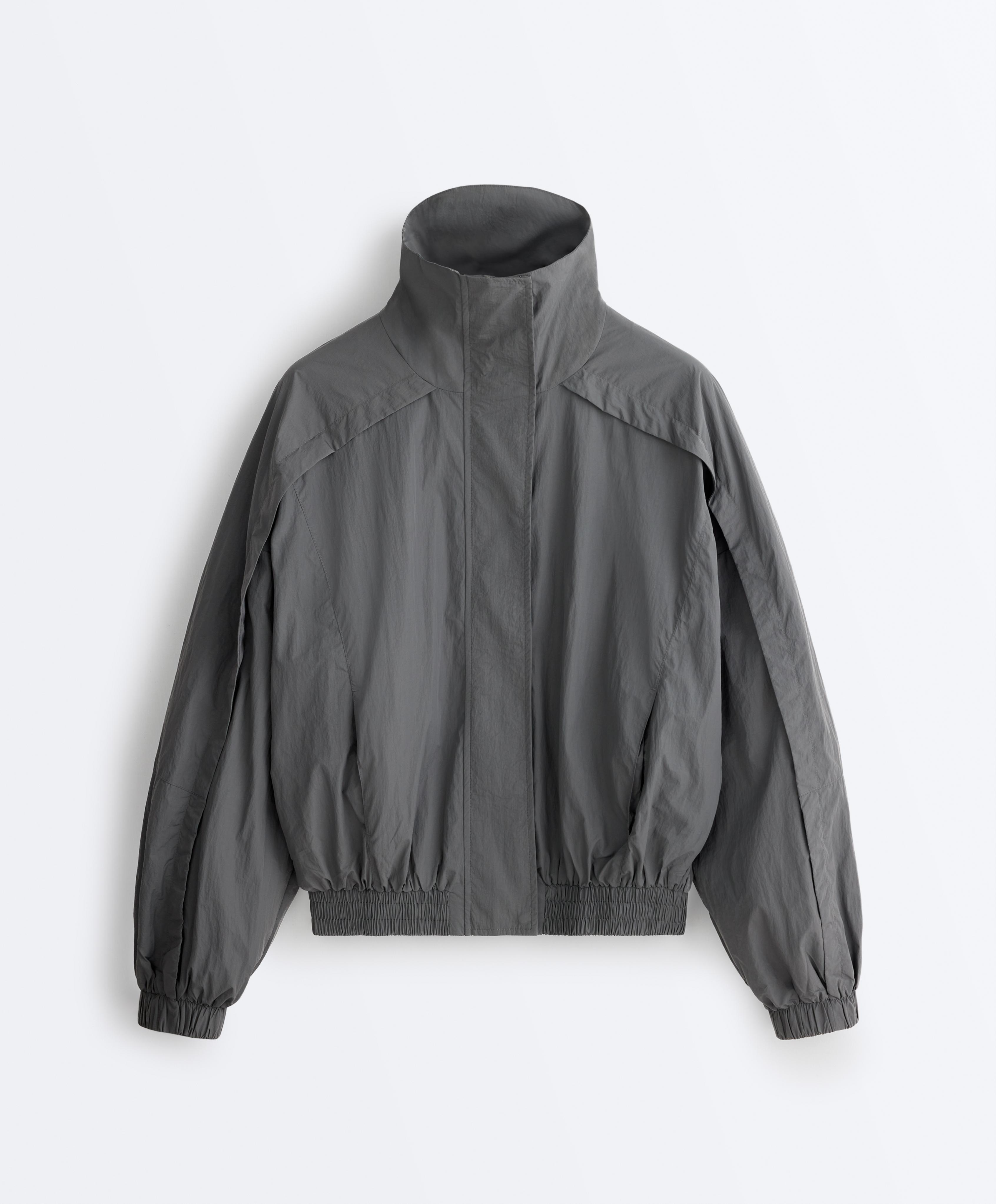 Water-repellent high-neck Track jacket — ASPHALT GREY