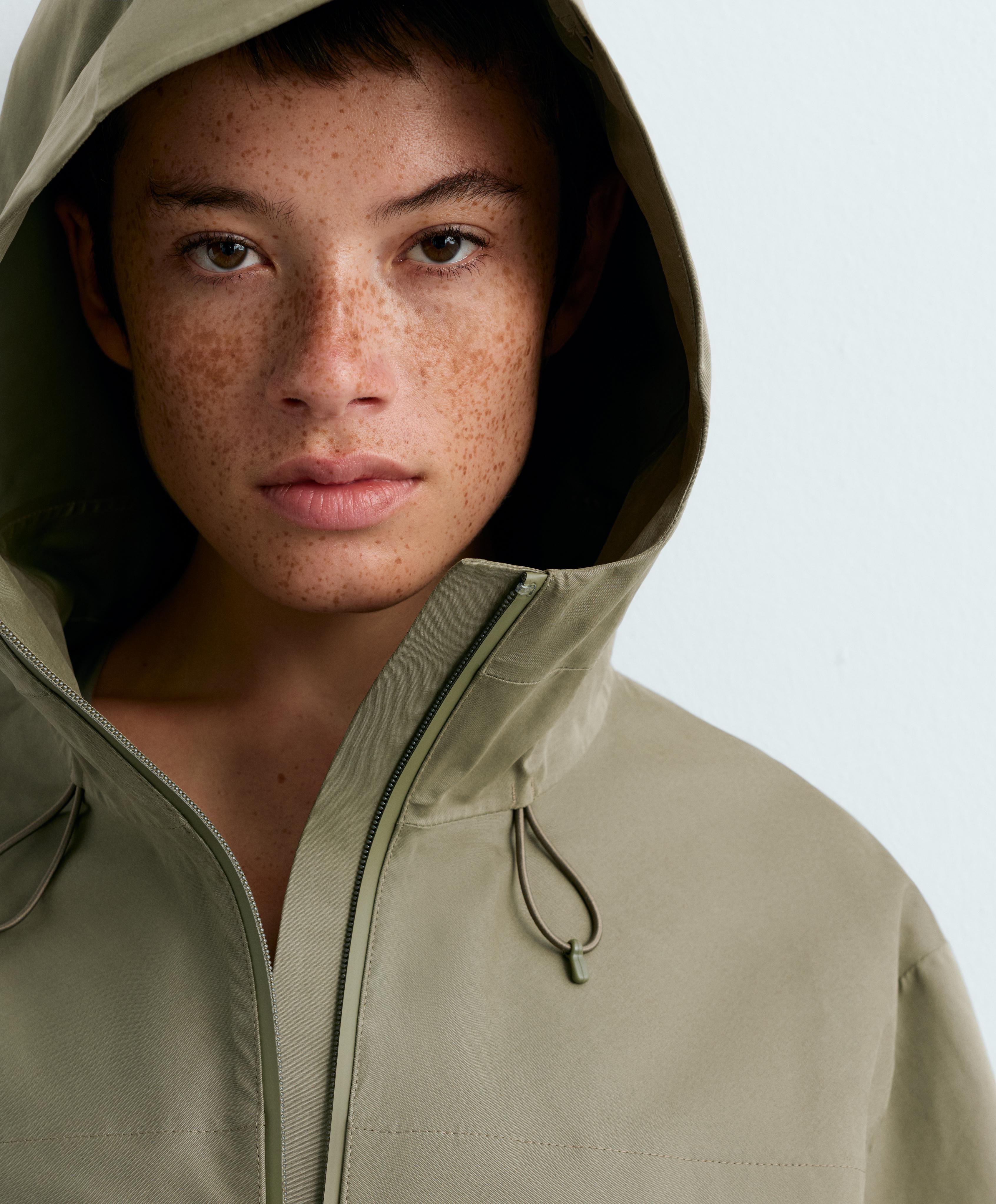 Short 10k waterproof canvas technical jacket — DARK KHAKI
