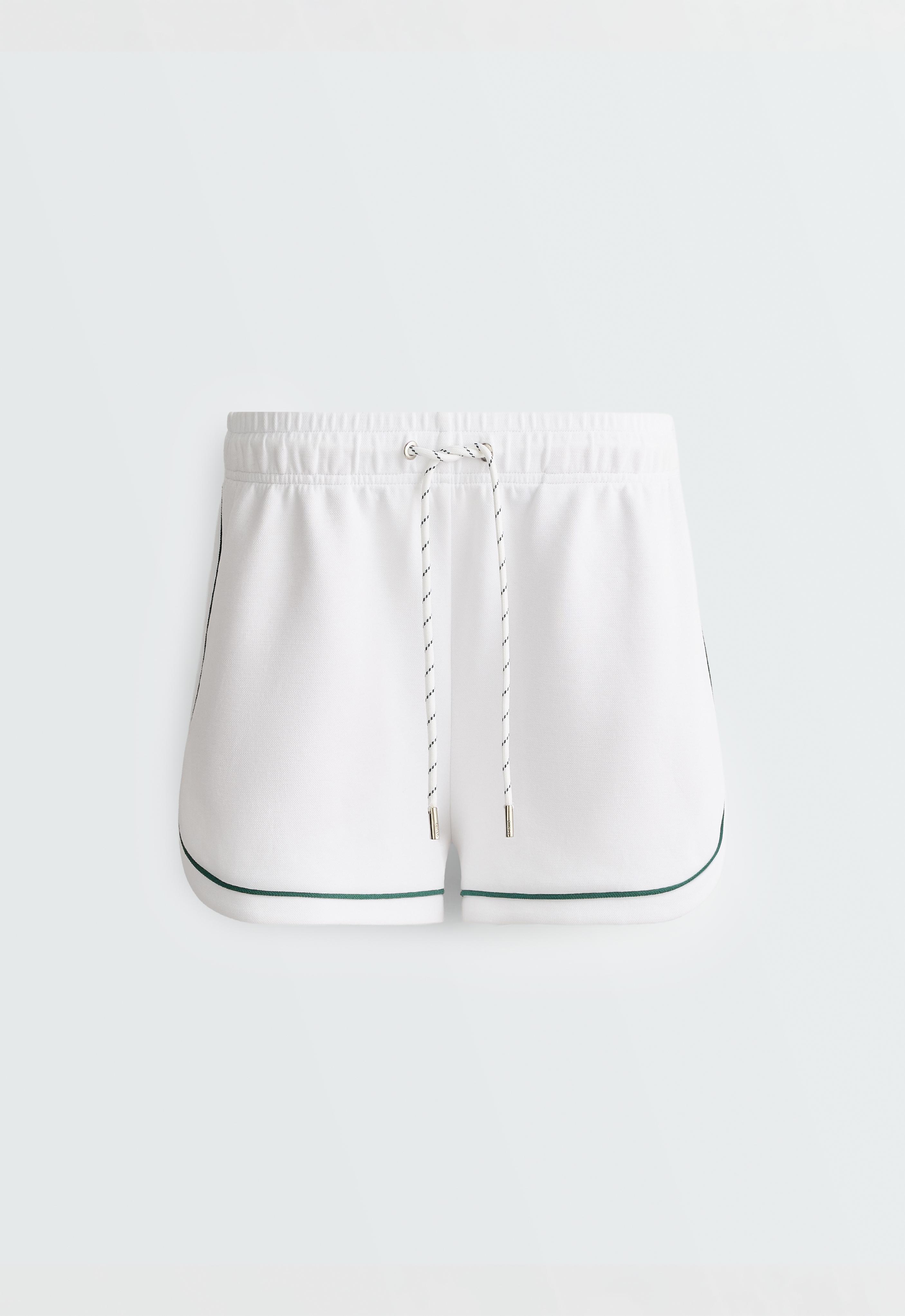 Cotton piqué shorts with piping — WHITE 