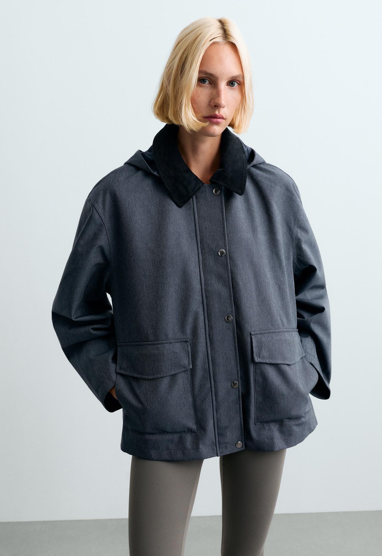 Straight 10k waterproof denim-effect jacket — DARK DENIM