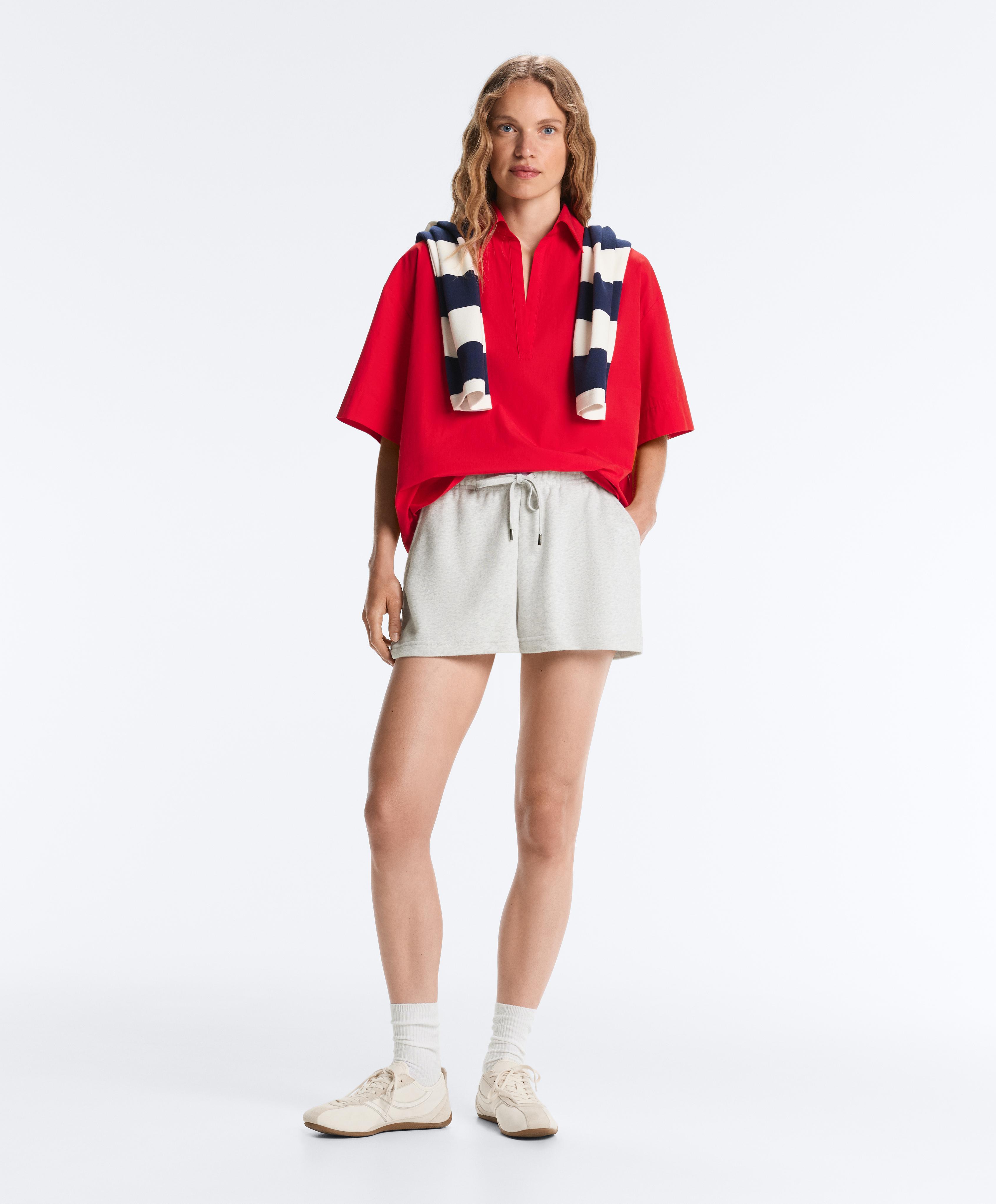 100% cotton poplin polo shirt — BRIGHT RED