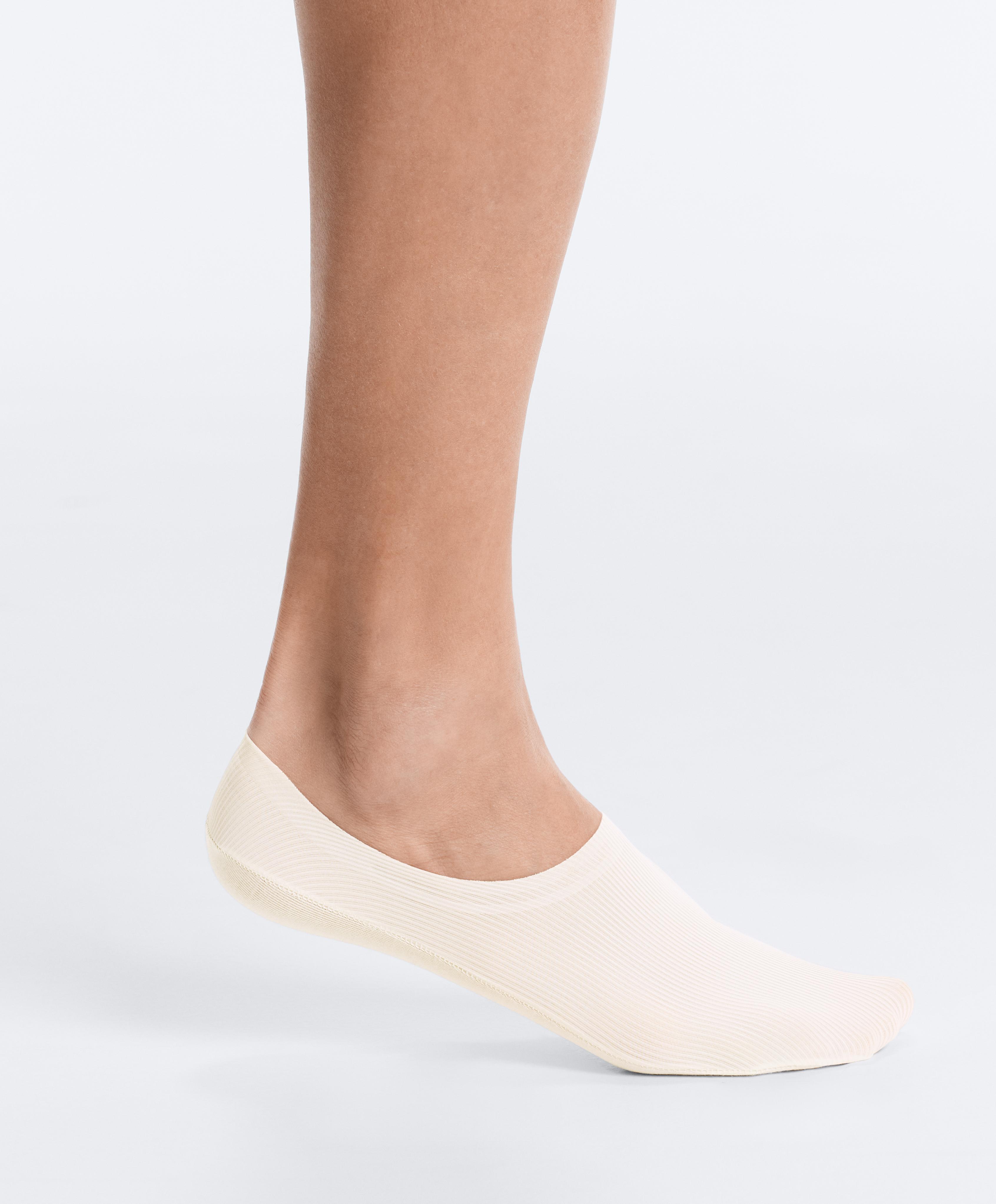 2 pairs of microfibre rib high-cut invisible socks — LIGHT STONE