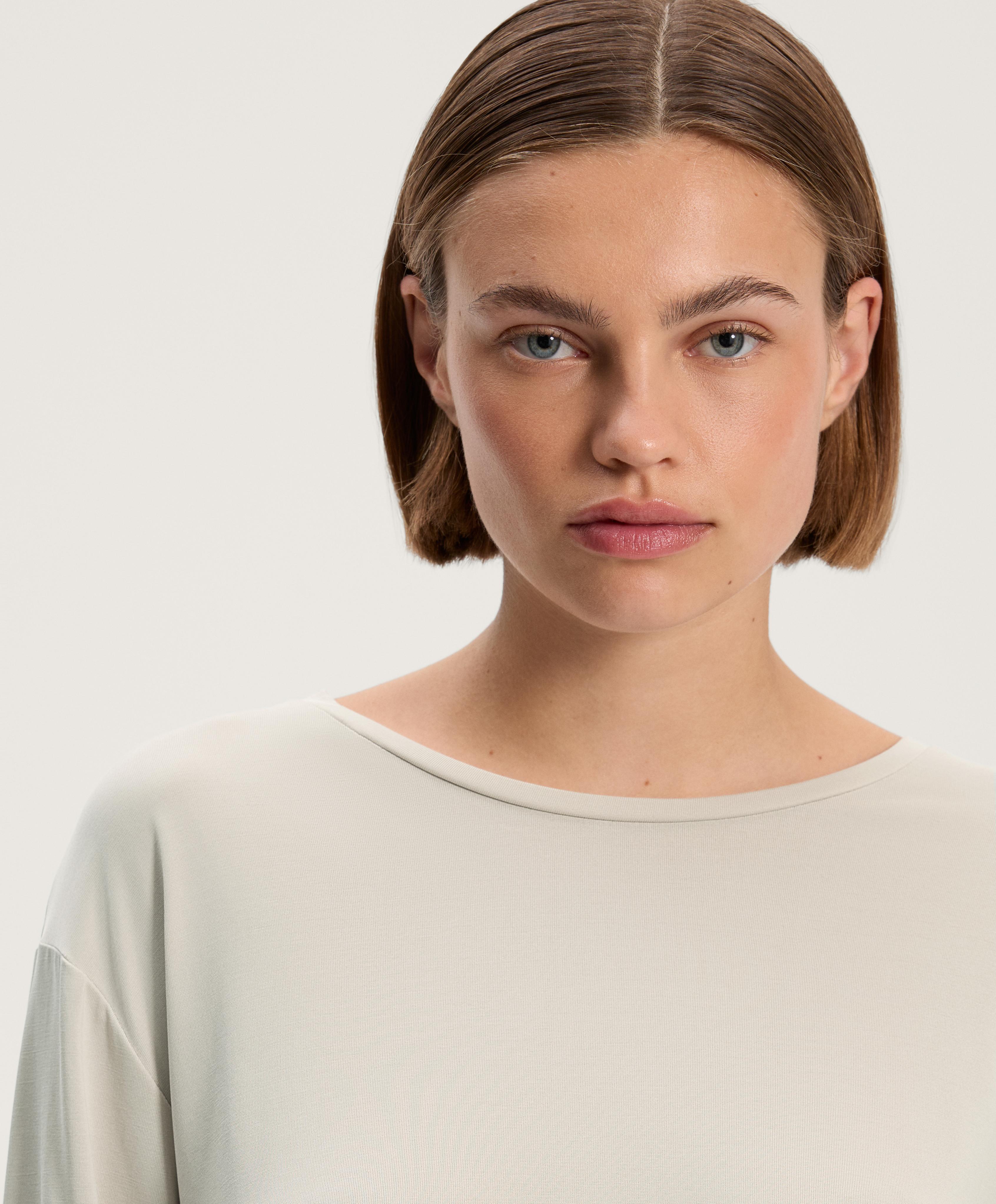 Tričko s dlhým rukávom so záhybom na chrbte zo zmesi modalu - Zľava