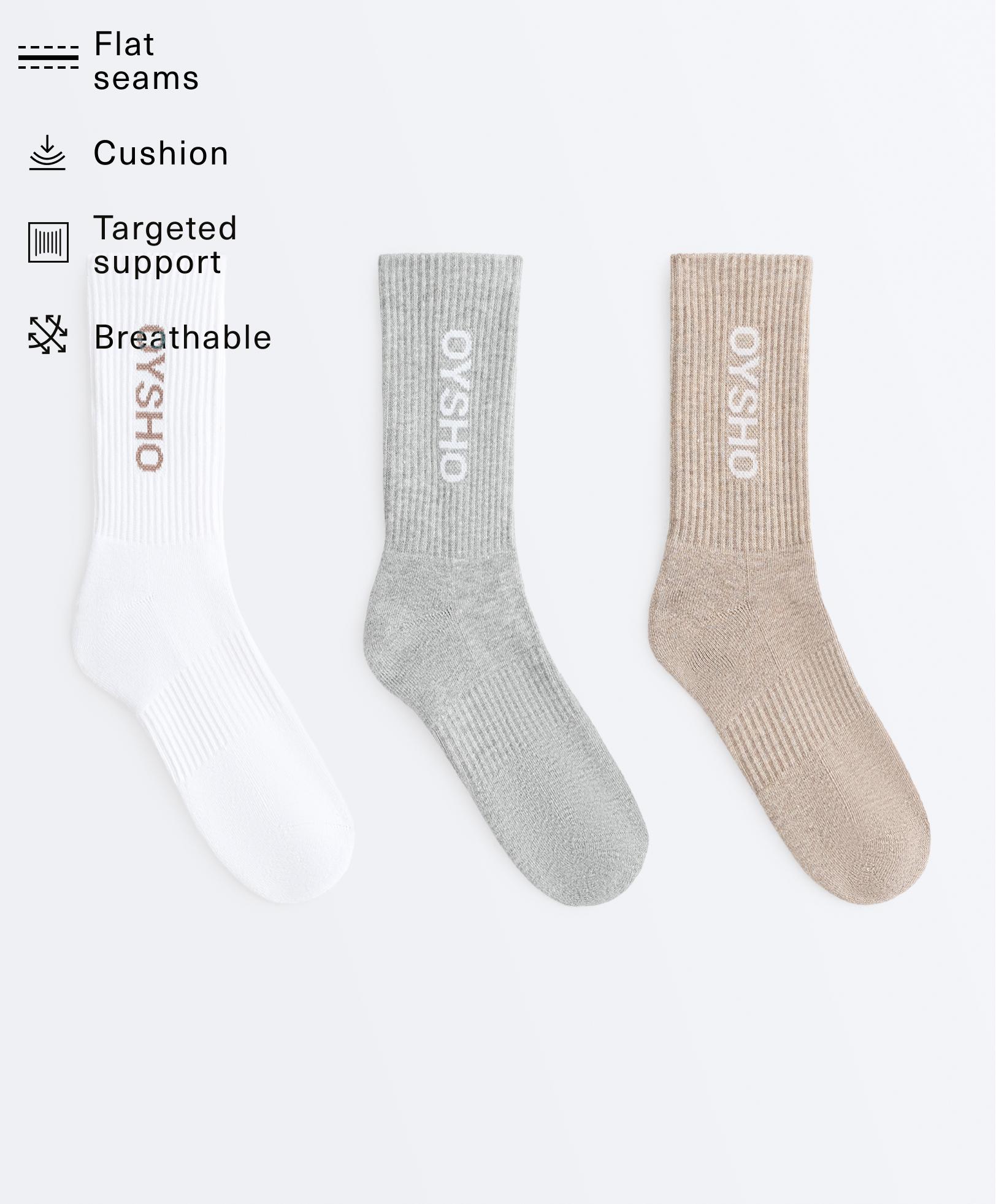 3 pairs of cotton blend classic socks — WHITE