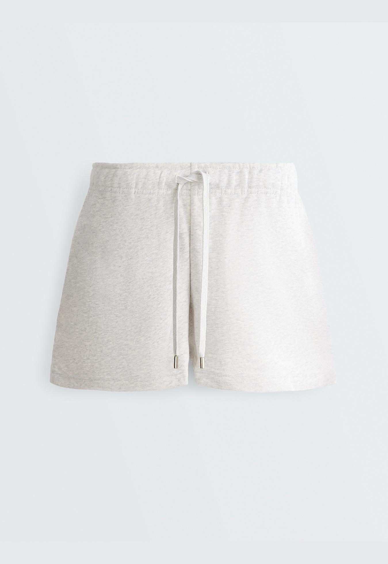 Cotton blend fleece shorts — PALE GREY MELANGE