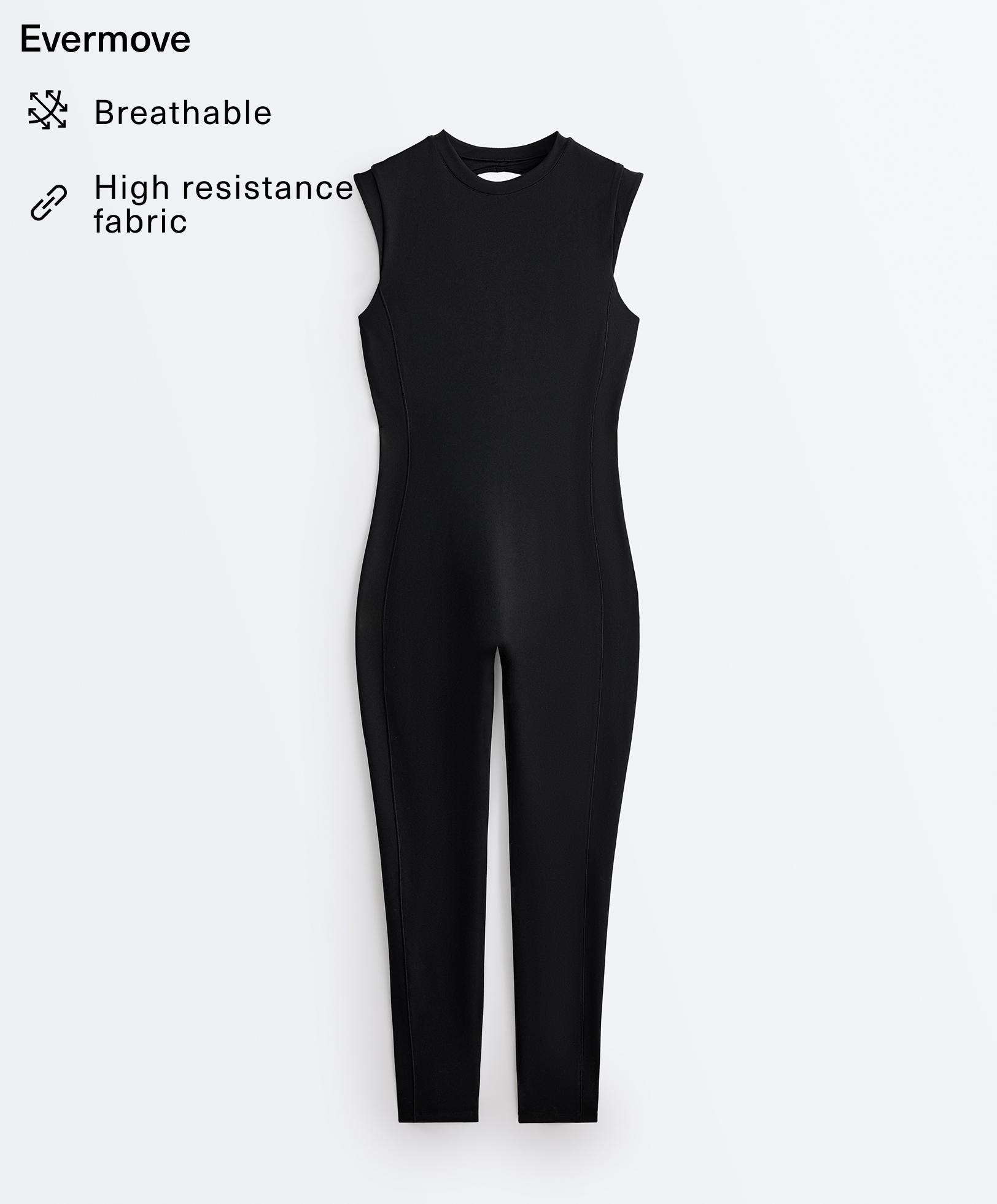 Evermove sleeveless long jumpsuit — BLACK