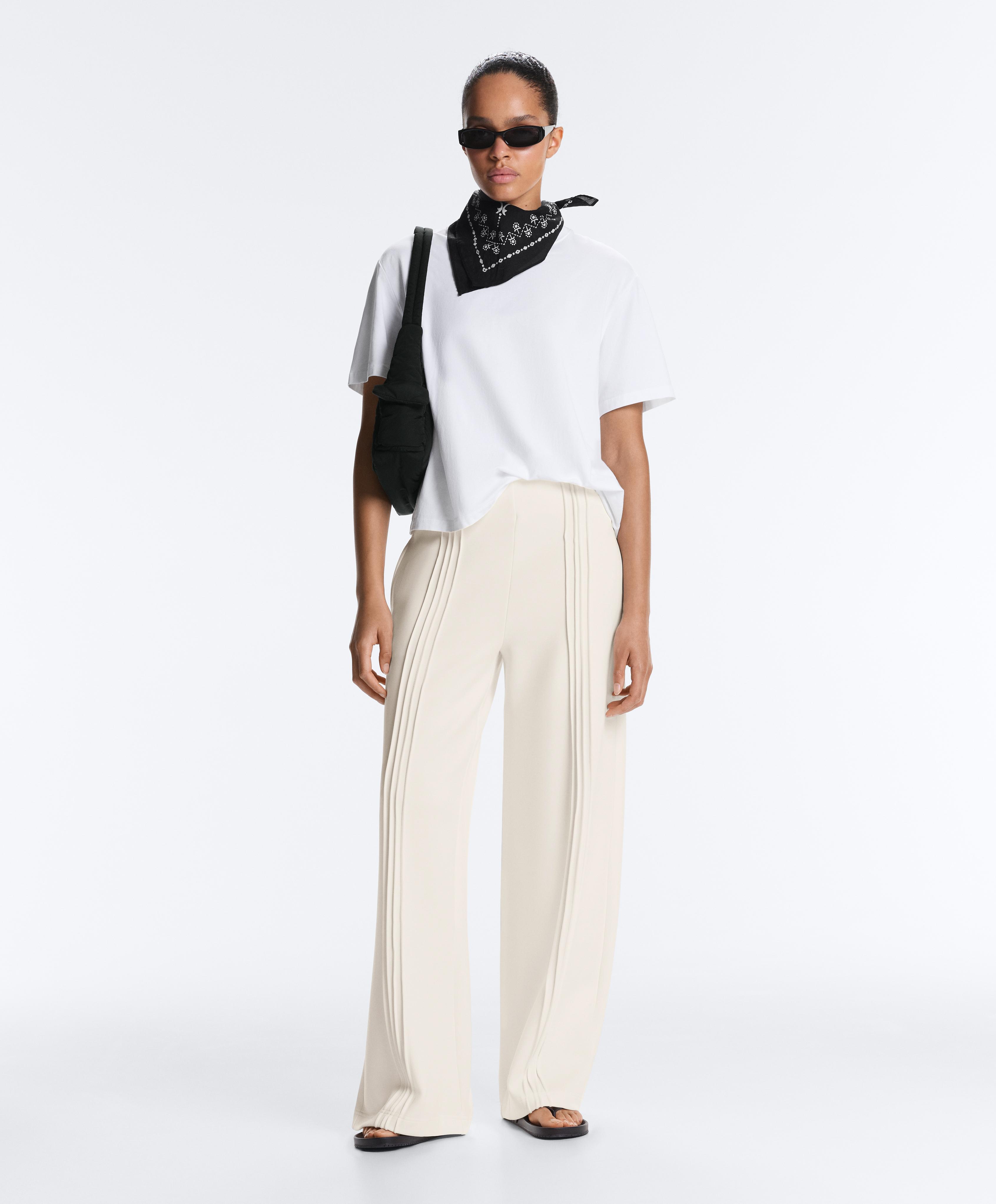 Straight-leg trousers with soft-touch modal and piping Straight-leg trousers with soft-touch modal and piping
