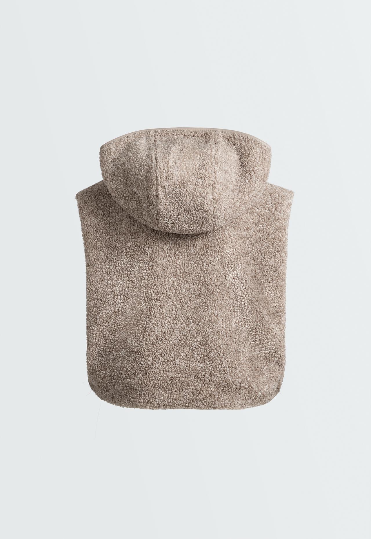 Faux-shearling hooded gilet — MINK MELANGE