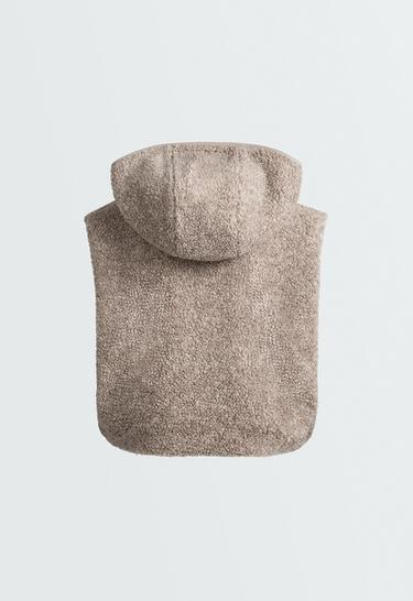 Faux-shearling hooded gilet — MINK MELANGE 6