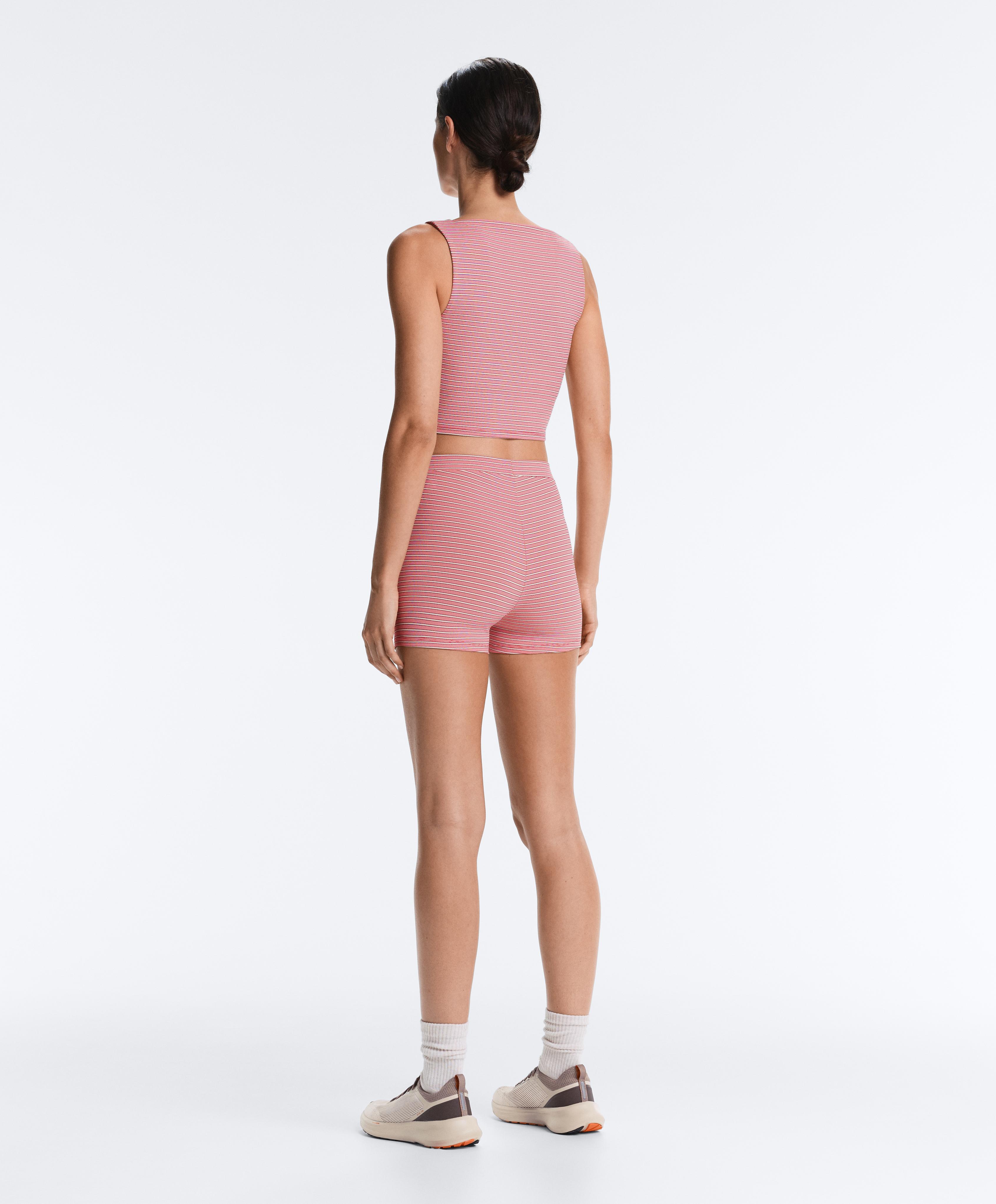 Comfortlux high-rise 5cm striped hot pants — RED