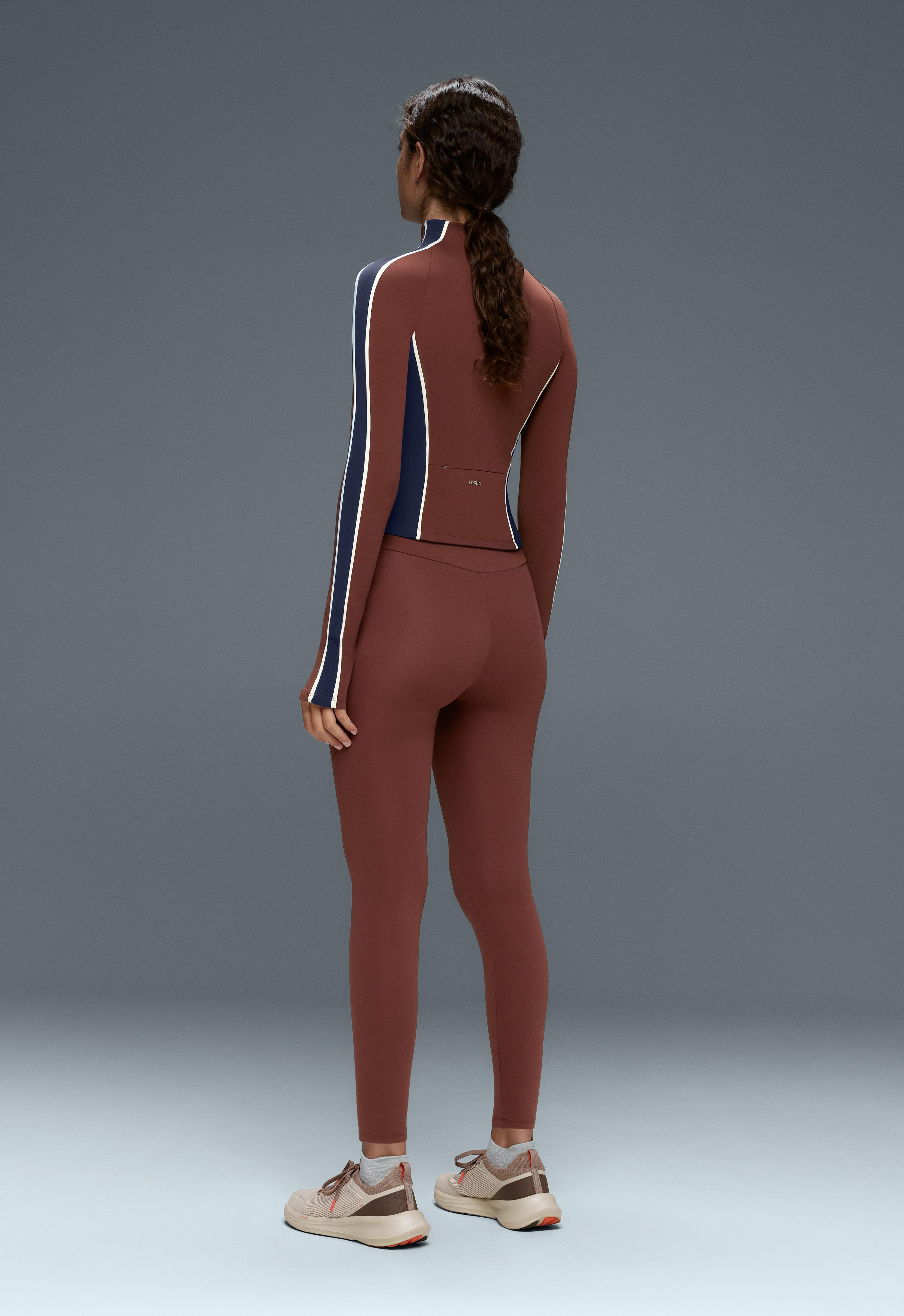 Light warm colour-block technical jacket — TERRACOTTA