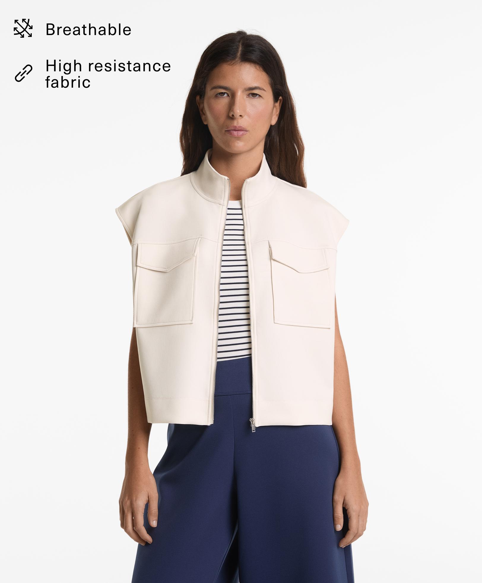 Neoprene-effect sleeveless waistcoat