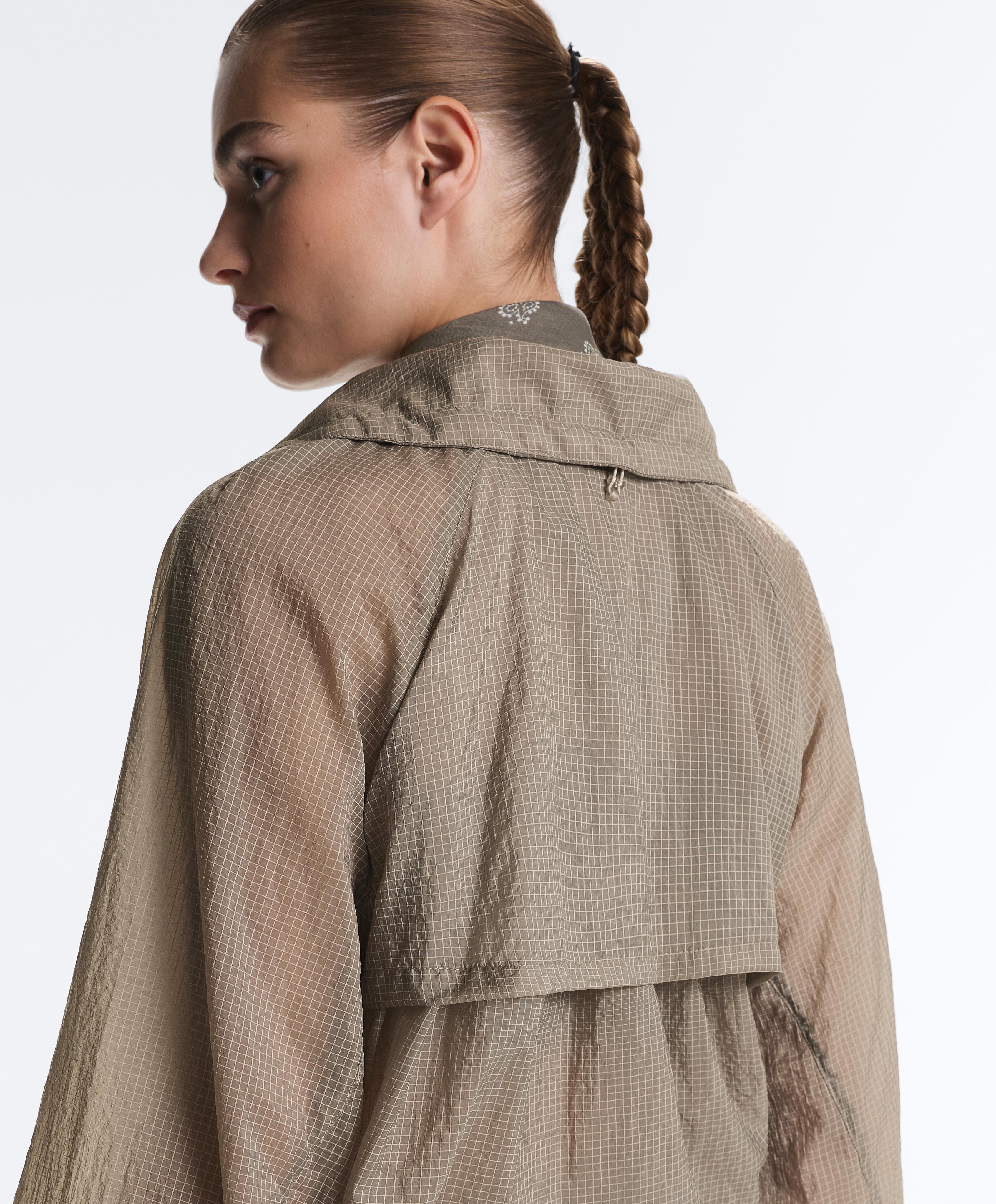 Check track jacket — MINK GREY