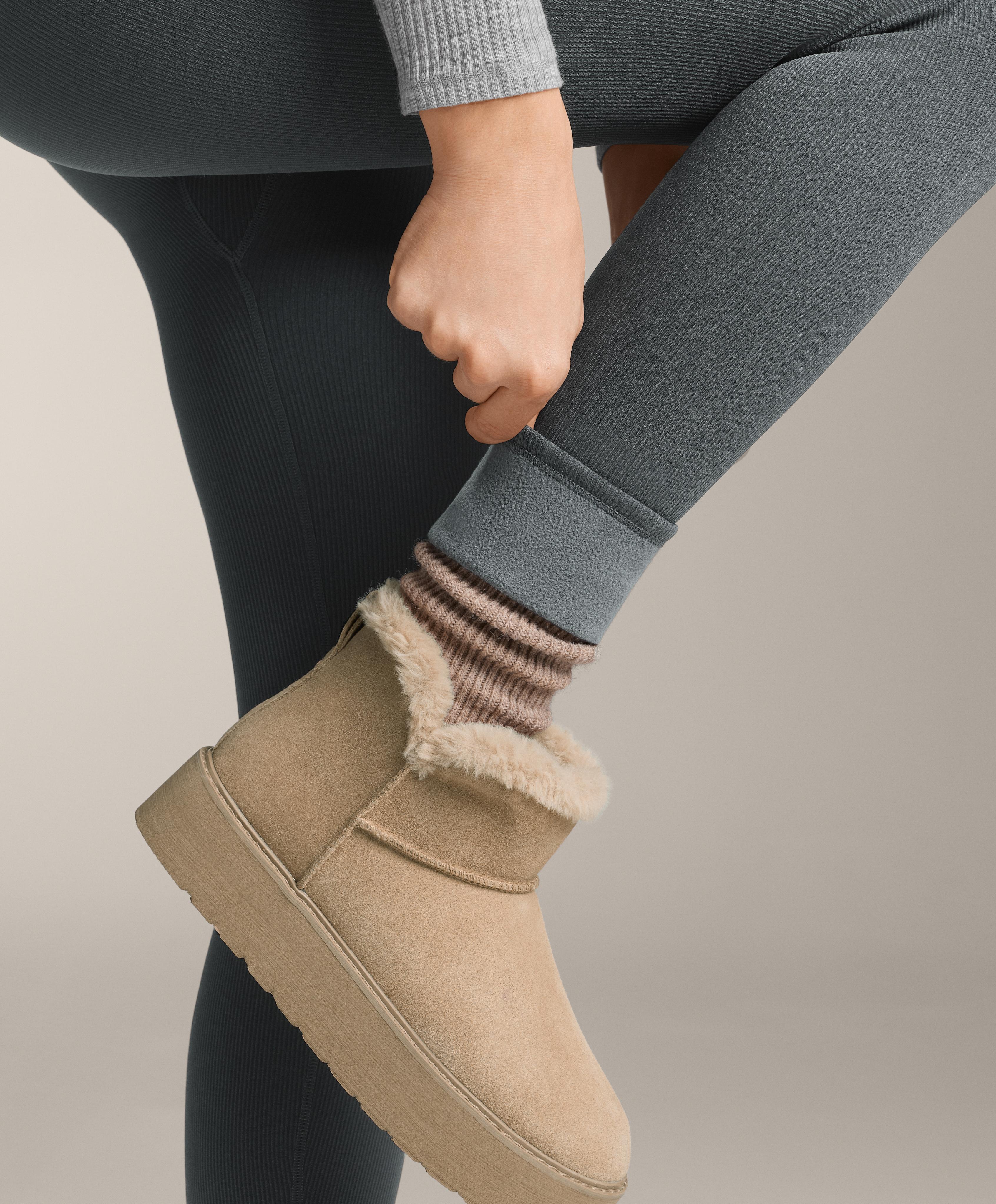Super-high-rise seamless extra-warm rib ankle-length leggings 70 cm — ANTHRACITE GREY
