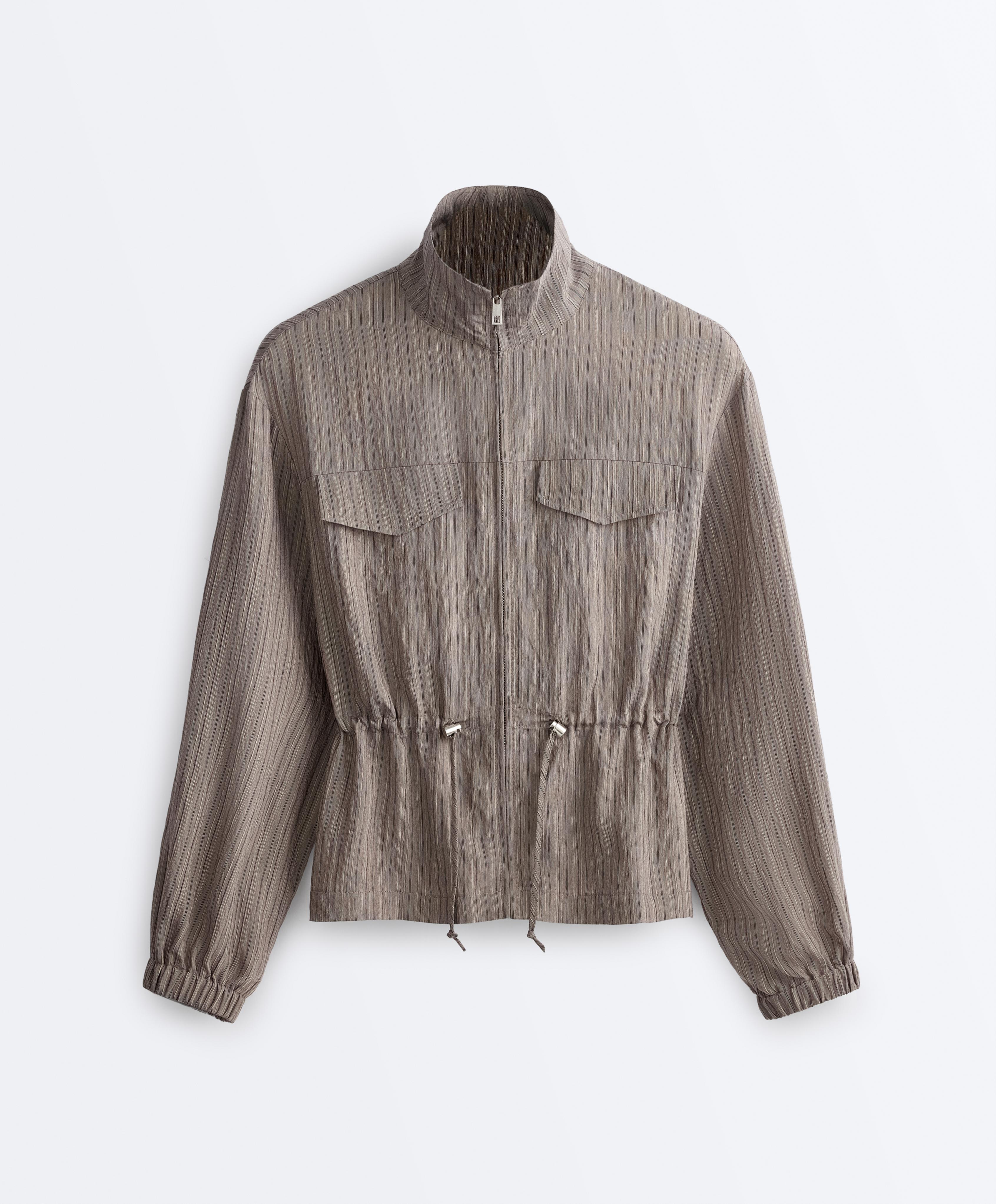 Striped Saharan jacket — CHARCOAL GREY