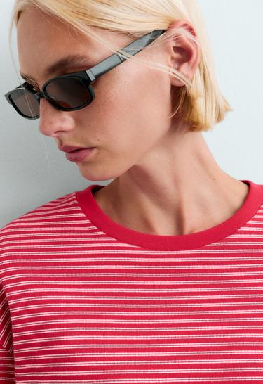 Striped boxy long-sleeved cotton-blend T-shirt — RED 3