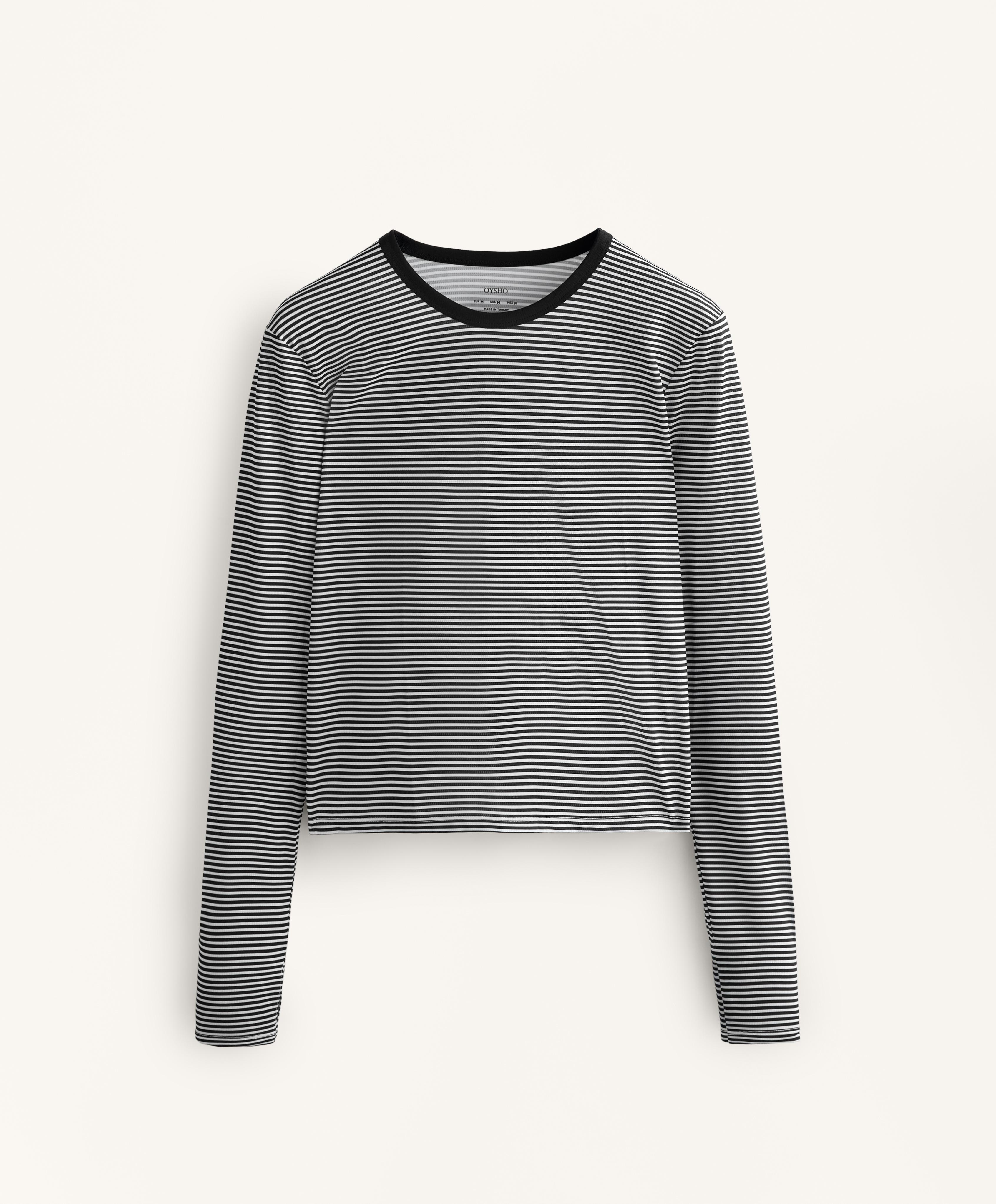 Tricou tehnic cu dungi și mânecă lungă Tricou tehnic cu dungi și mânecă lungă