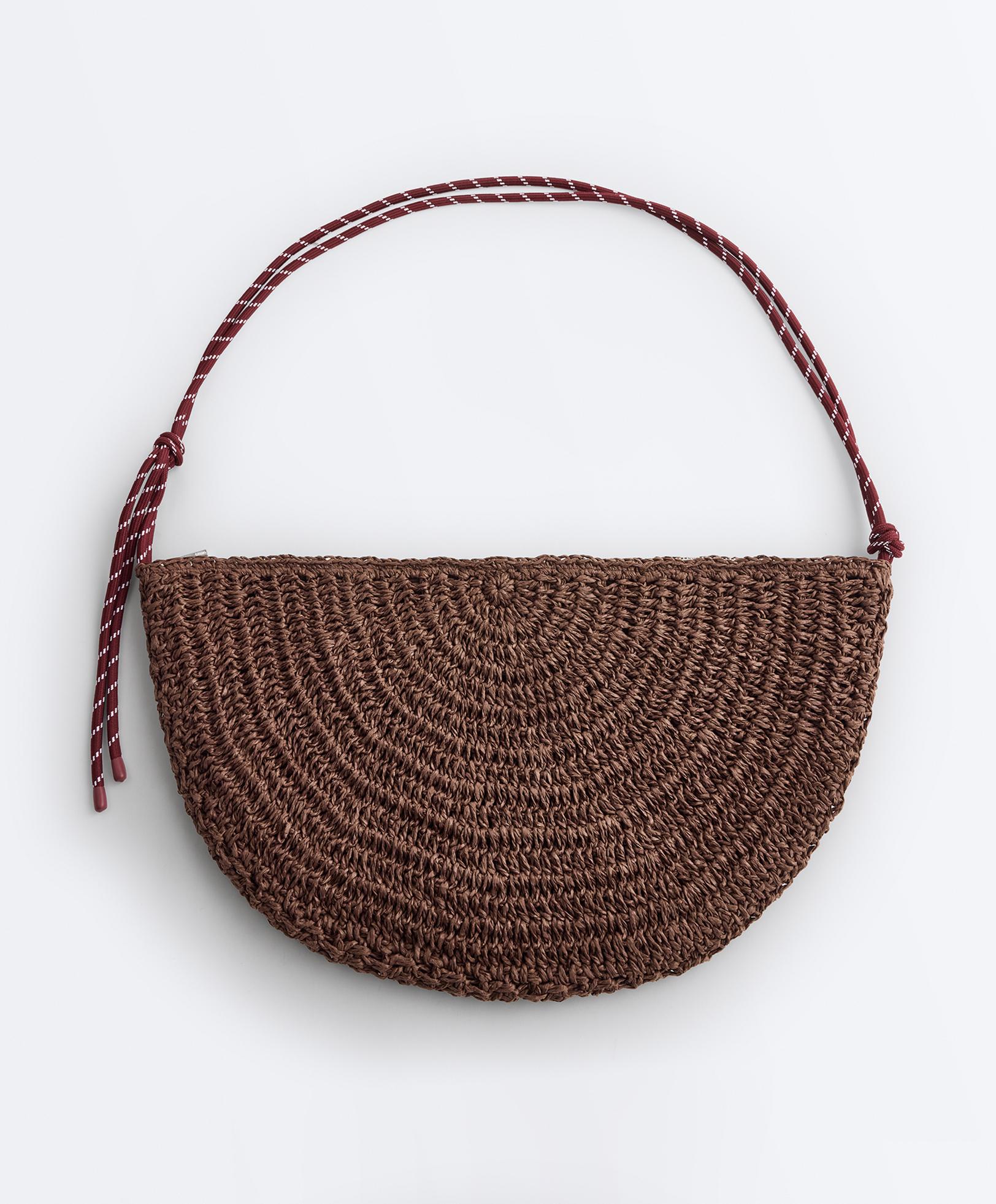 Large raffia-effect bag — BROWN