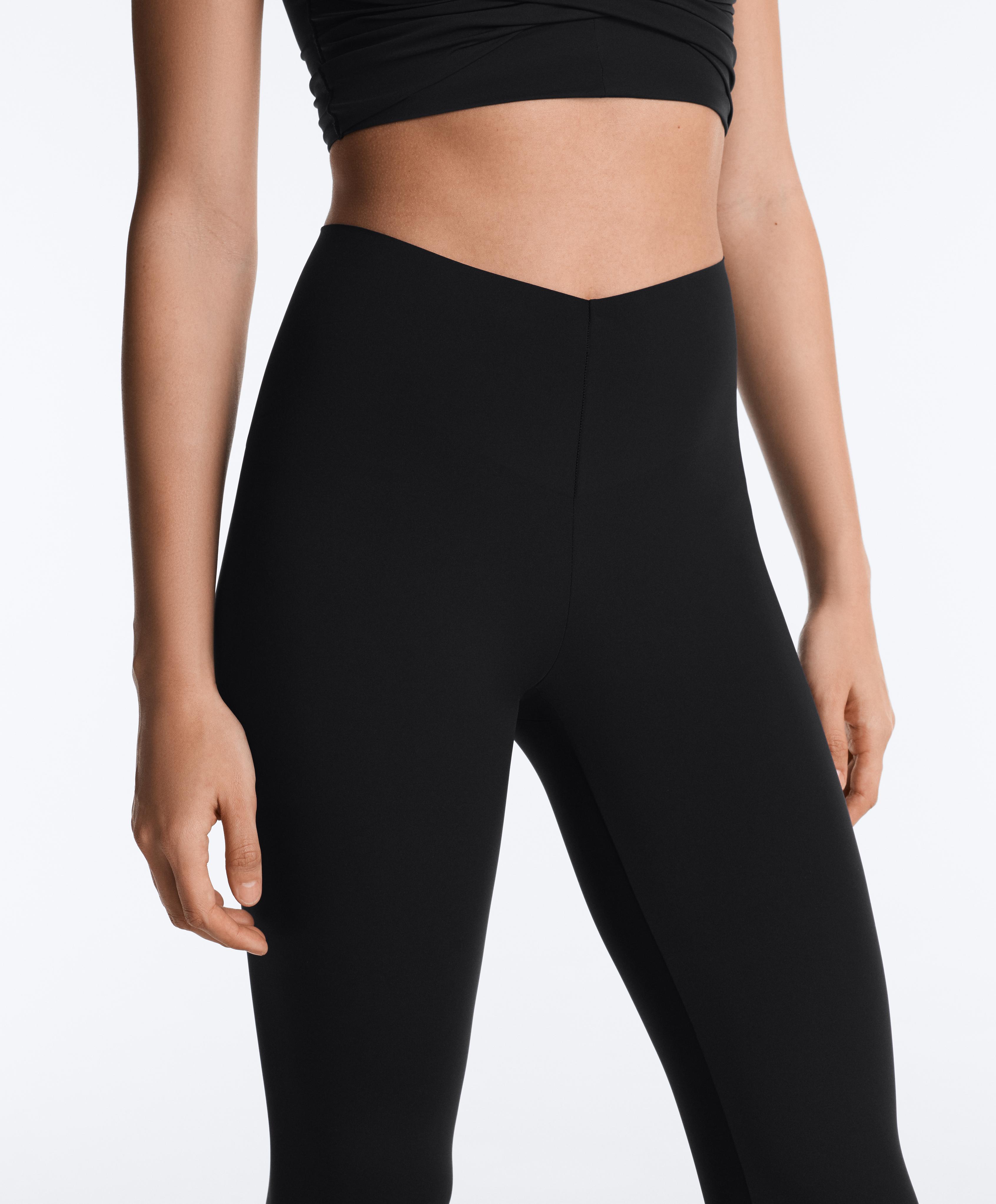 V-cut Light Touch 65cm high-rise ankle-length leggings — BLACK