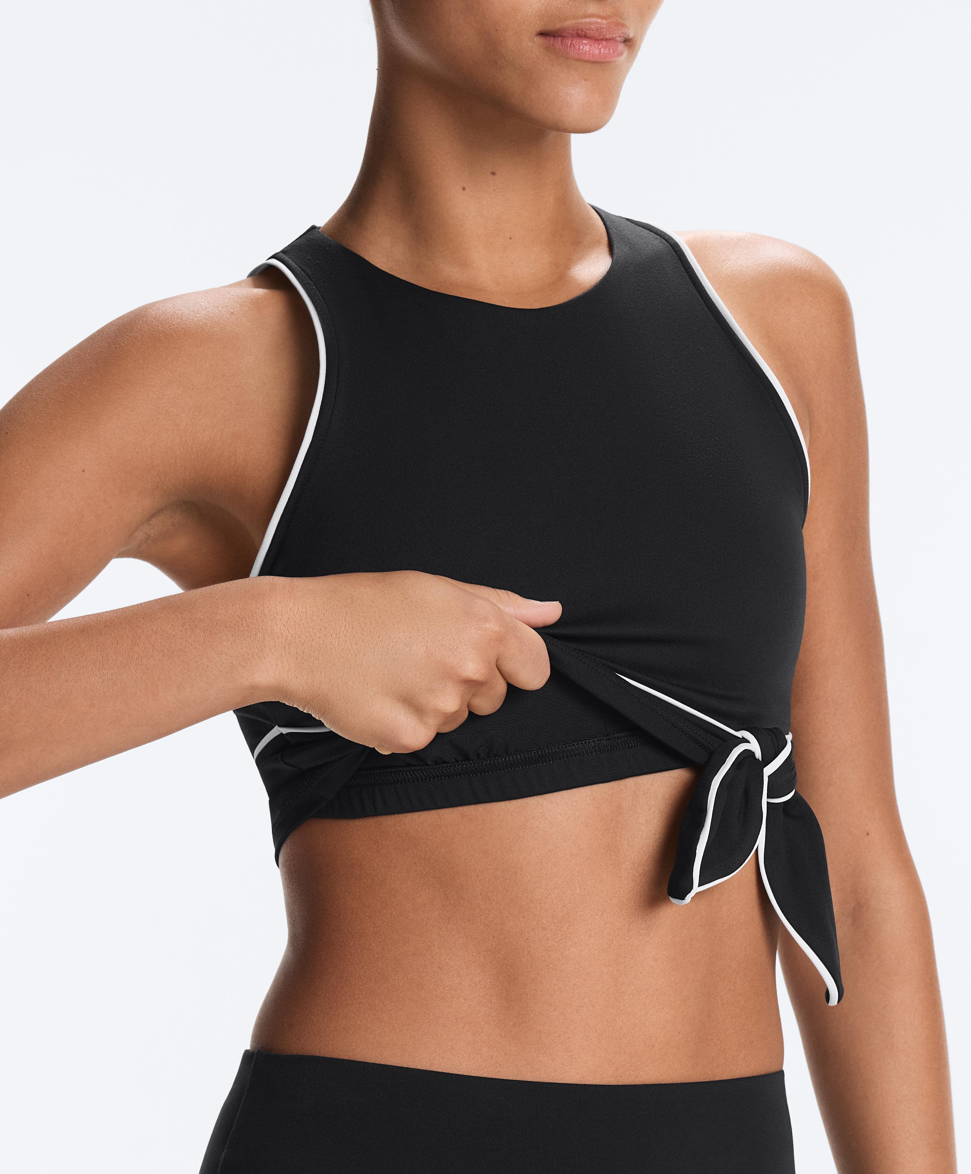 Comfortlux sleeveless tie tank top — BLACK