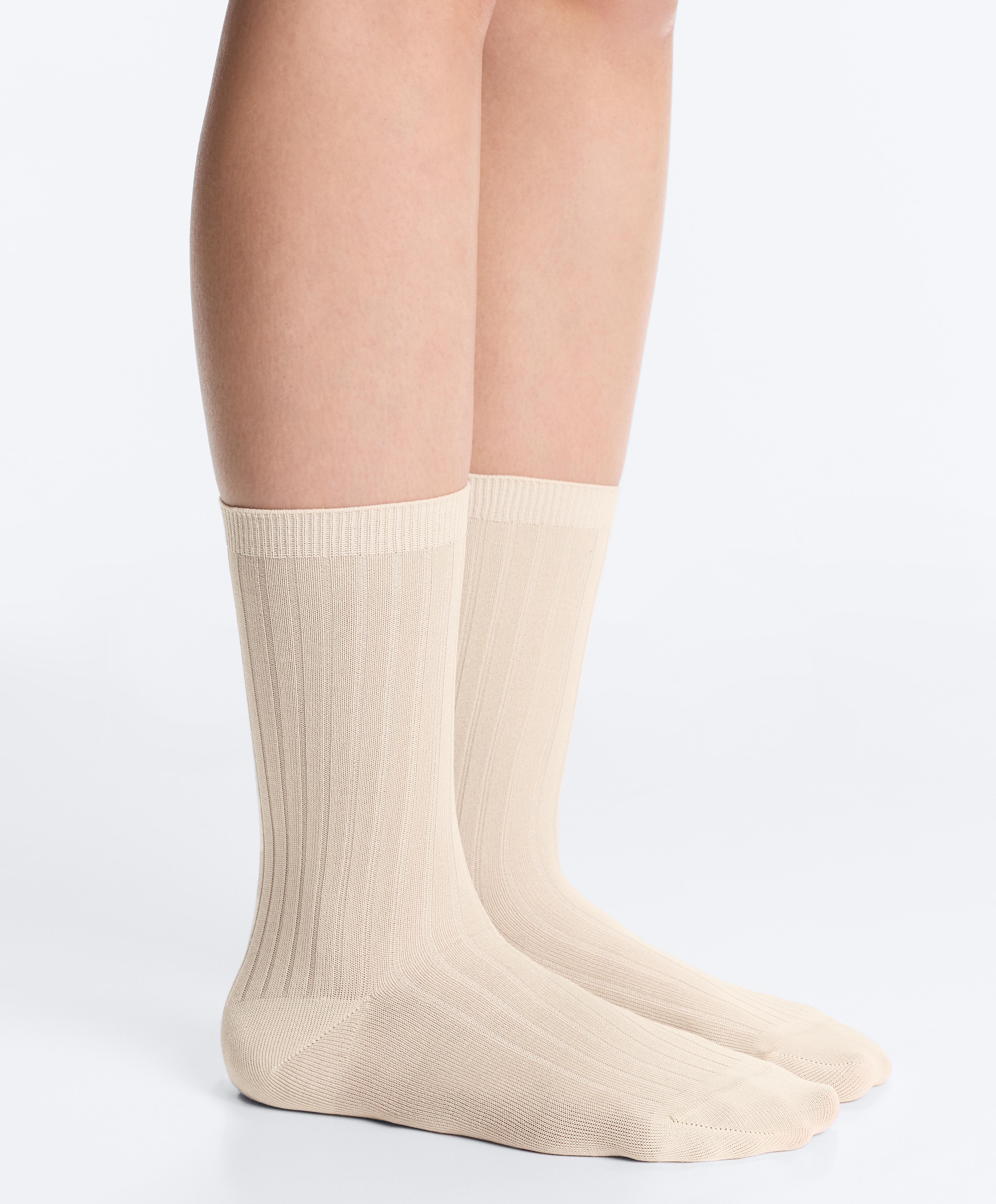 Classic Rib silk blend sock — PALE YELLOW