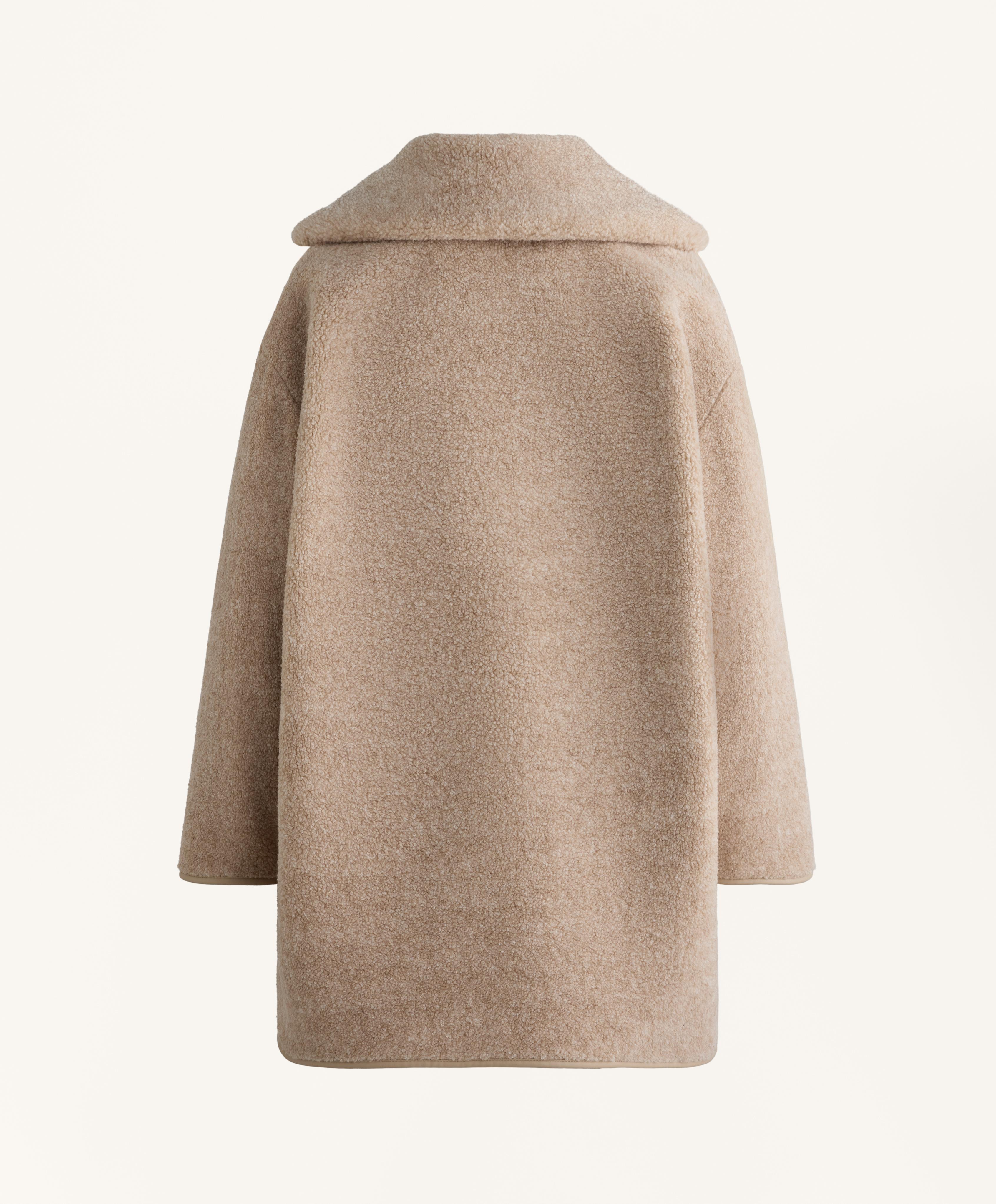 Long faux-shearling jacket — SAND MELANGE