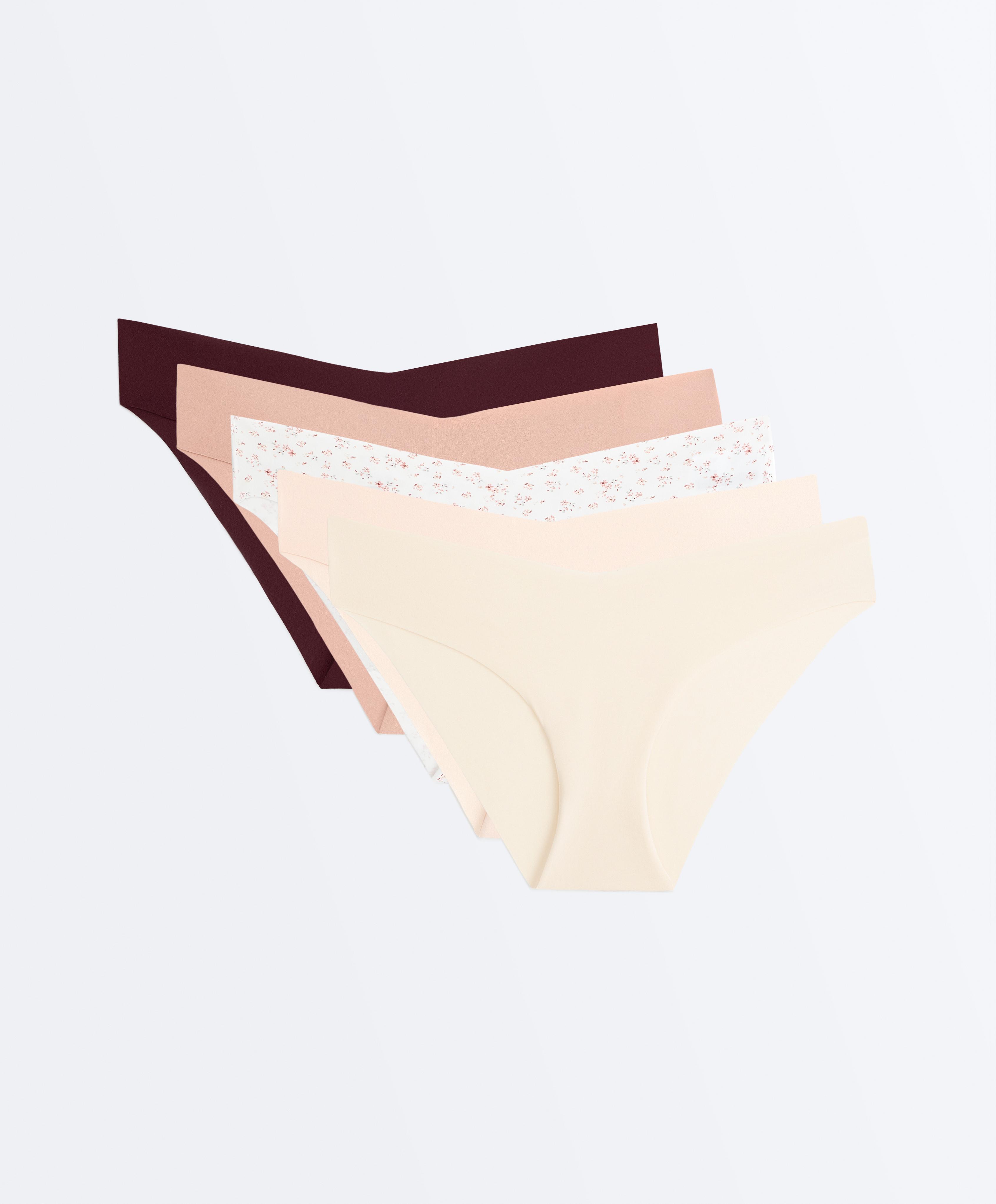 5 invisible laser-cut V-cut polyamide blend classic bikini briefs — SOFT PINK